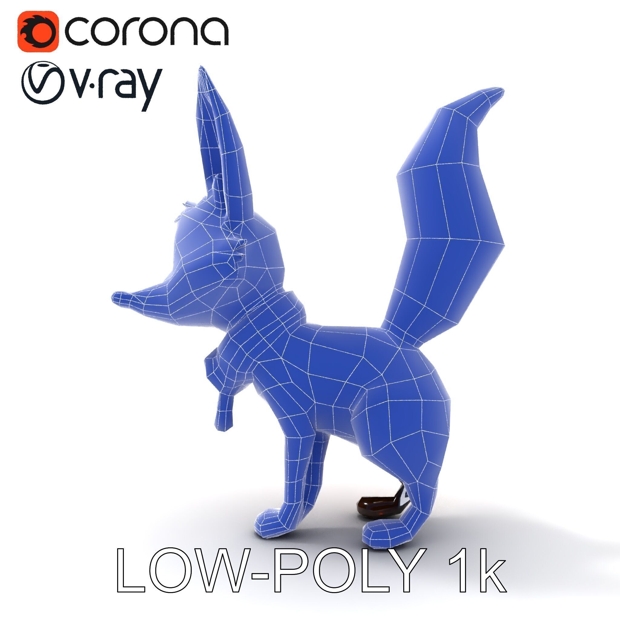 Charming Fox Model Pack with Green Scarf Low-poly 3D model_23