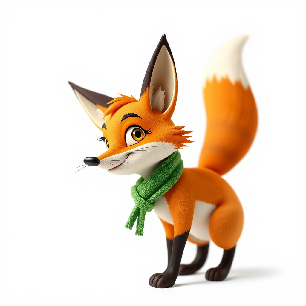 Charming Fox Model Pack with Green Scarf Low-poly 3D model_4