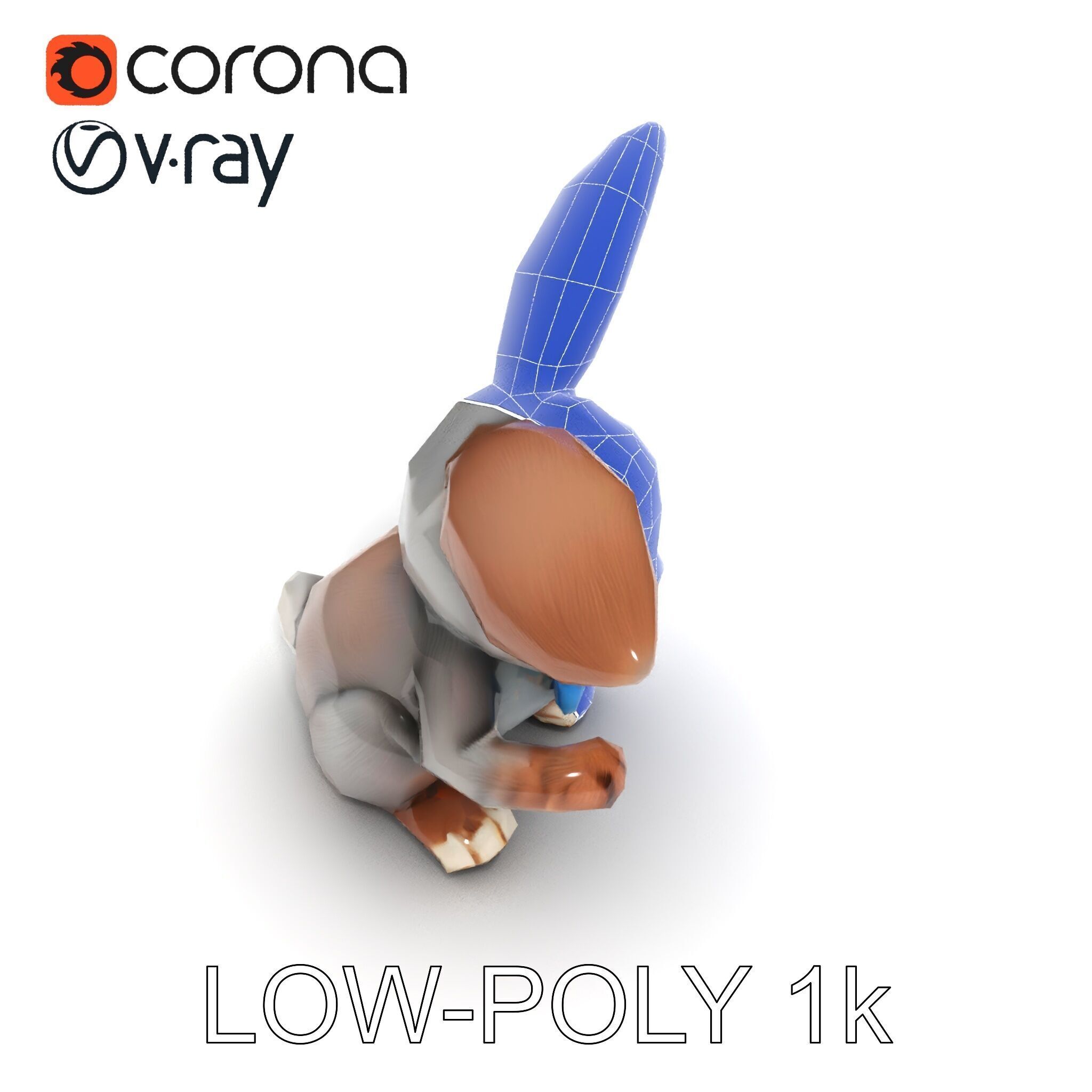 Animated Bunny with Bow Tie Model Pack Low-poly 3D model_29