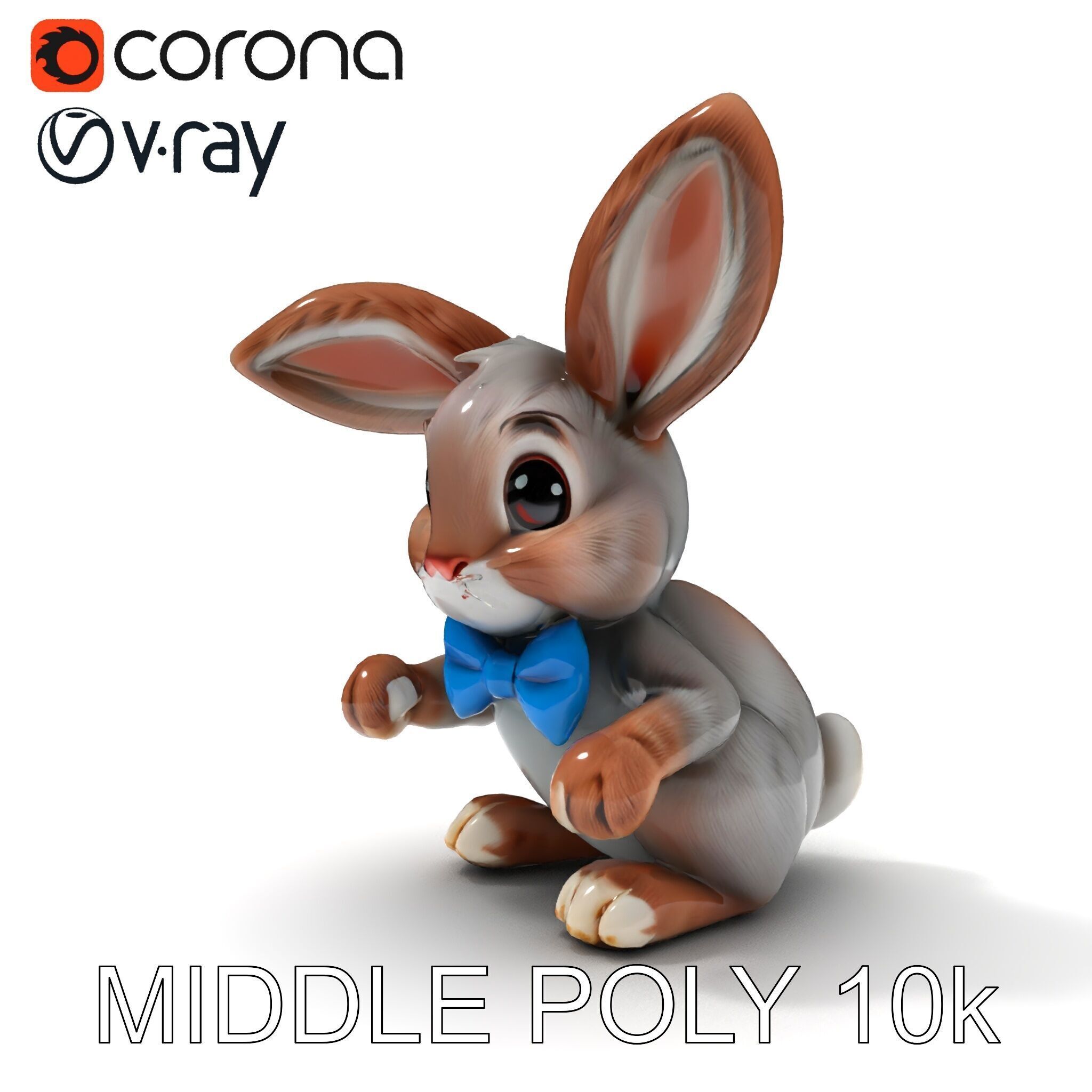 Animated Bunny with Bow Tie Model Pack Low-poly 3D model_18