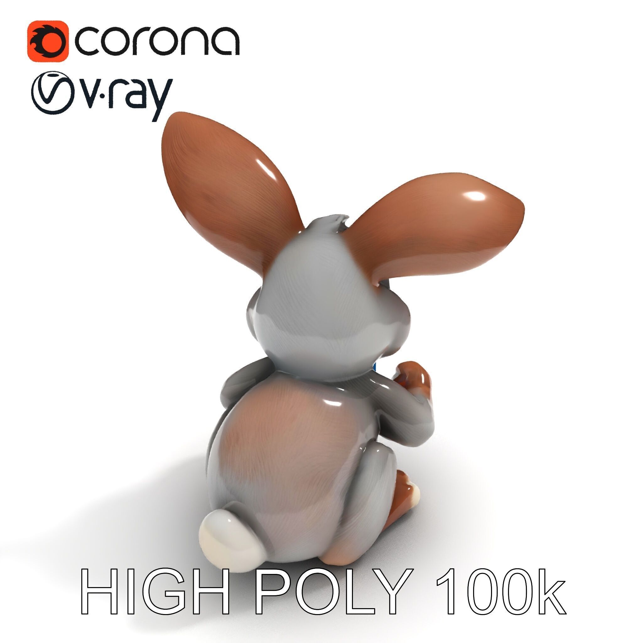 Animated Bunny with Bow Tie Model Pack Low-poly 3D model_27