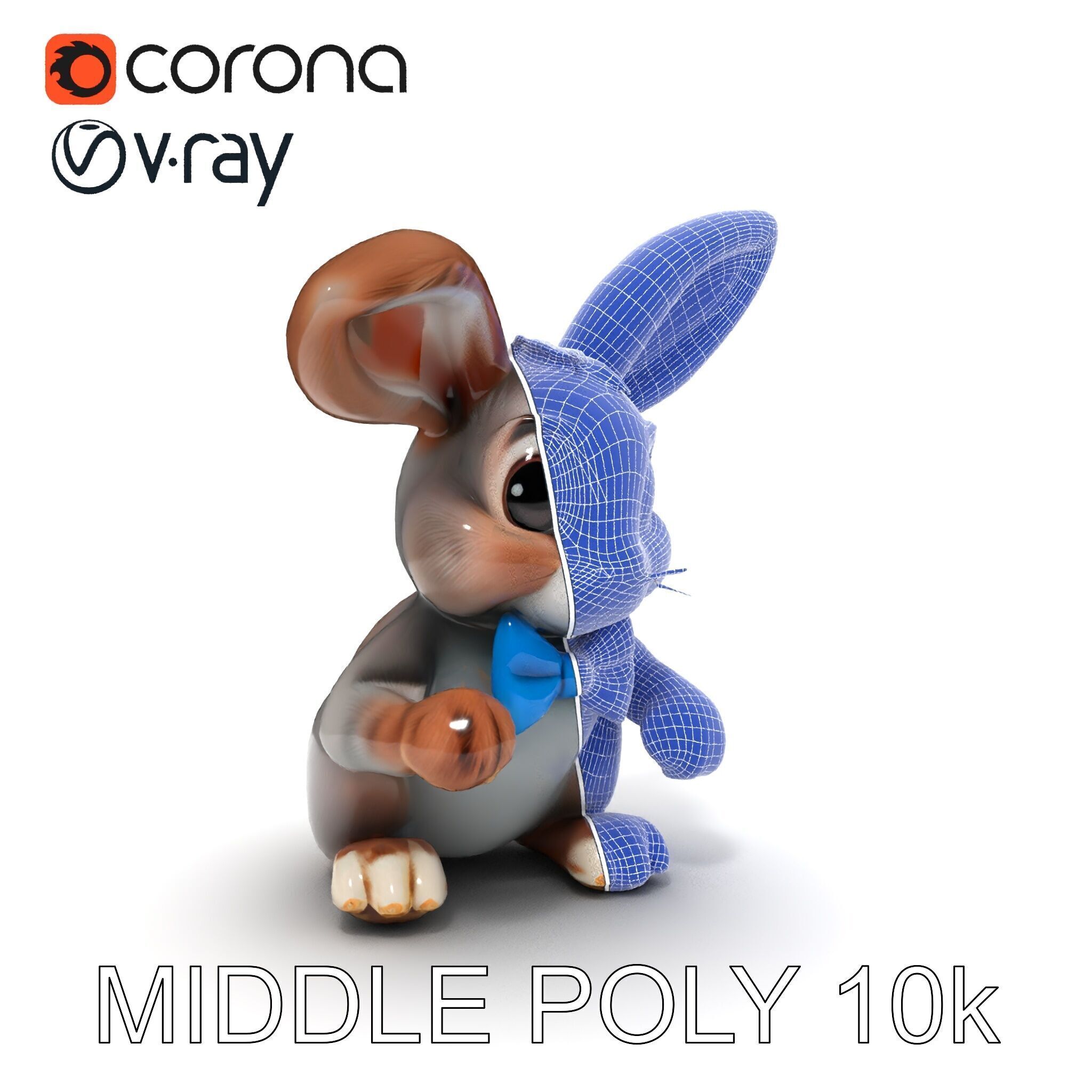 Animated Bunny with Bow Tie Model Pack Low-poly 3D model_28