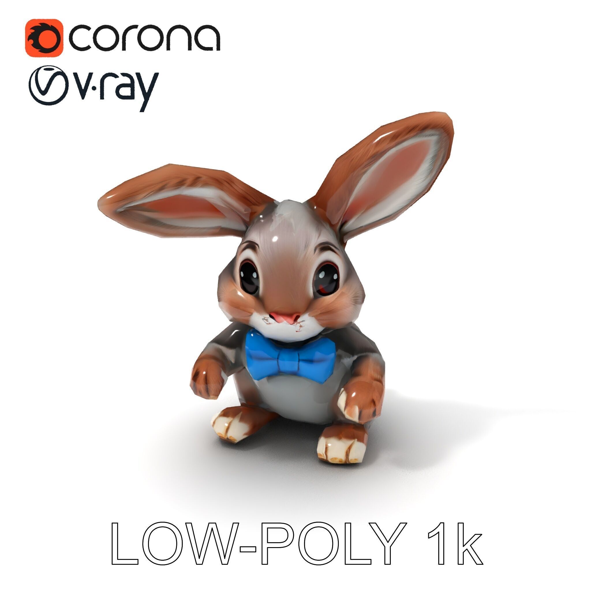 Animated Bunny with Bow Tie Model Pack Low-poly 3D model_13