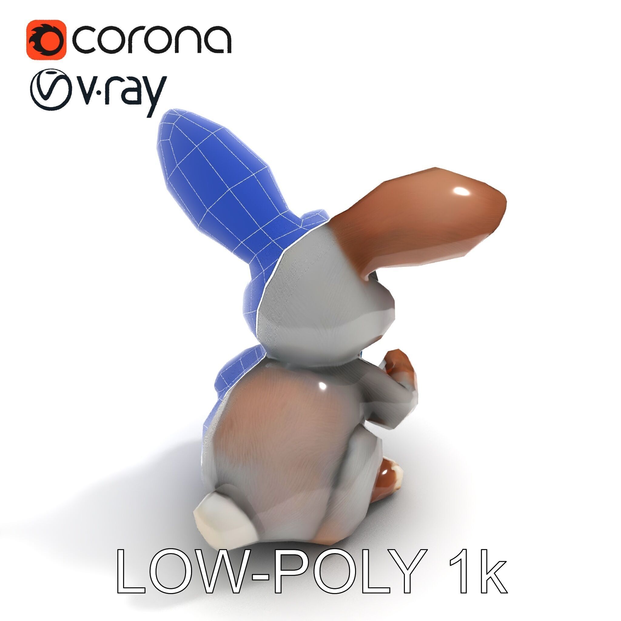 Animated Bunny with Bow Tie Model Pack Low-poly 3D model_21