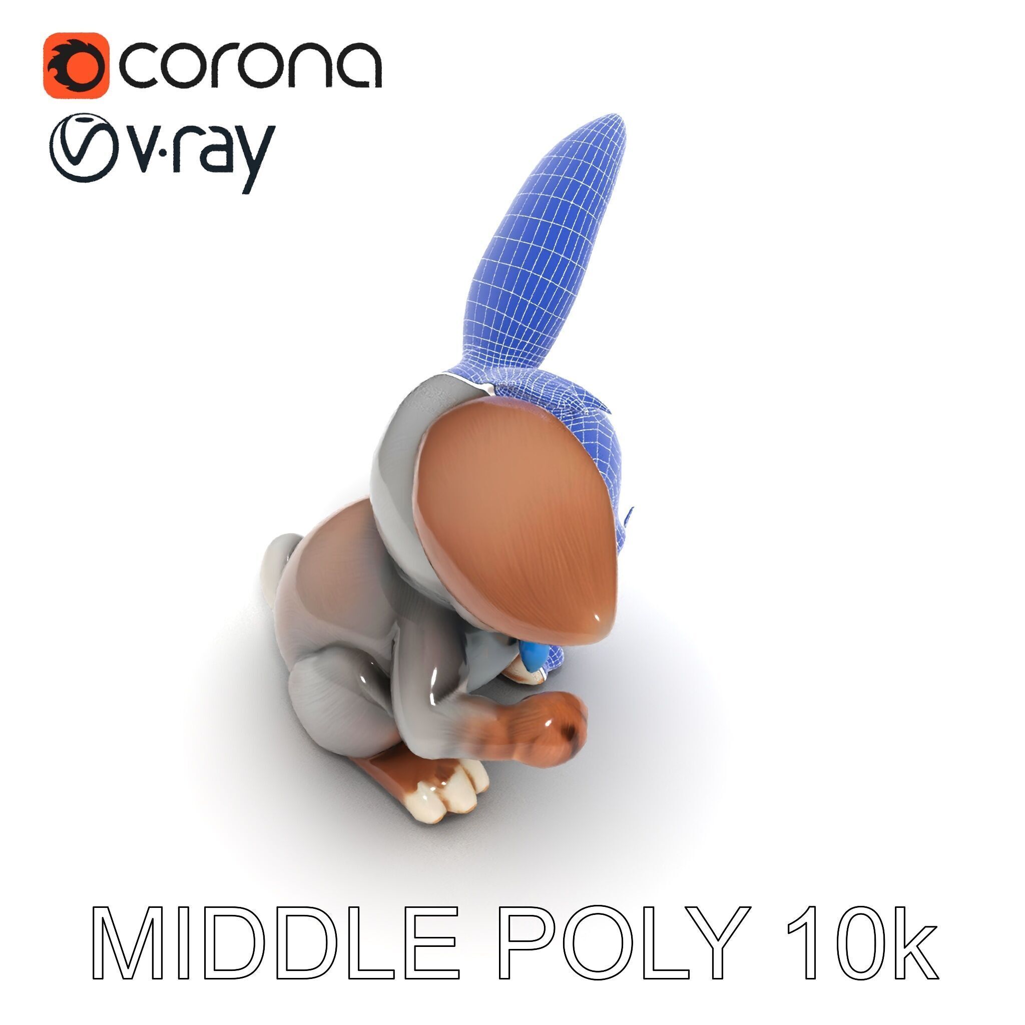 Animated Bunny with Bow Tie Model Pack Low-poly 3D model_30