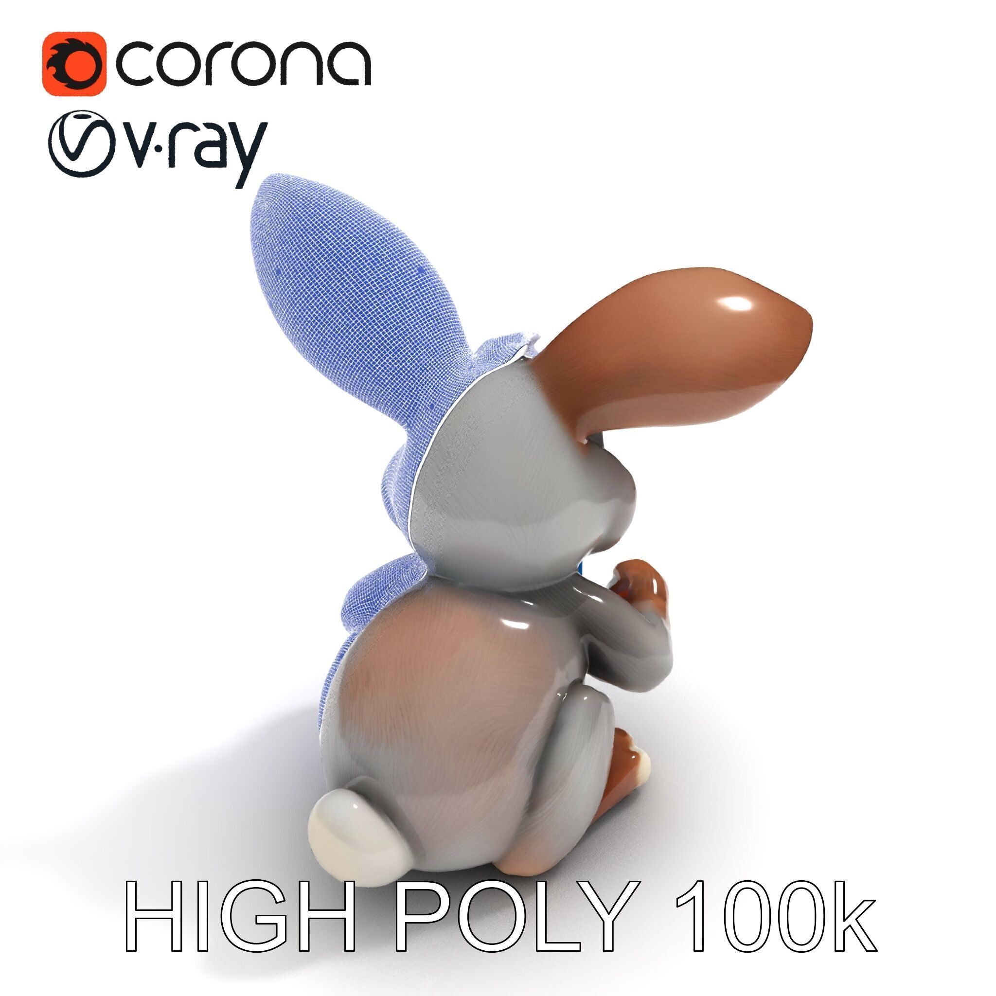 Animated Bunny with Bow Tie Model Pack Low-poly 3D model_11