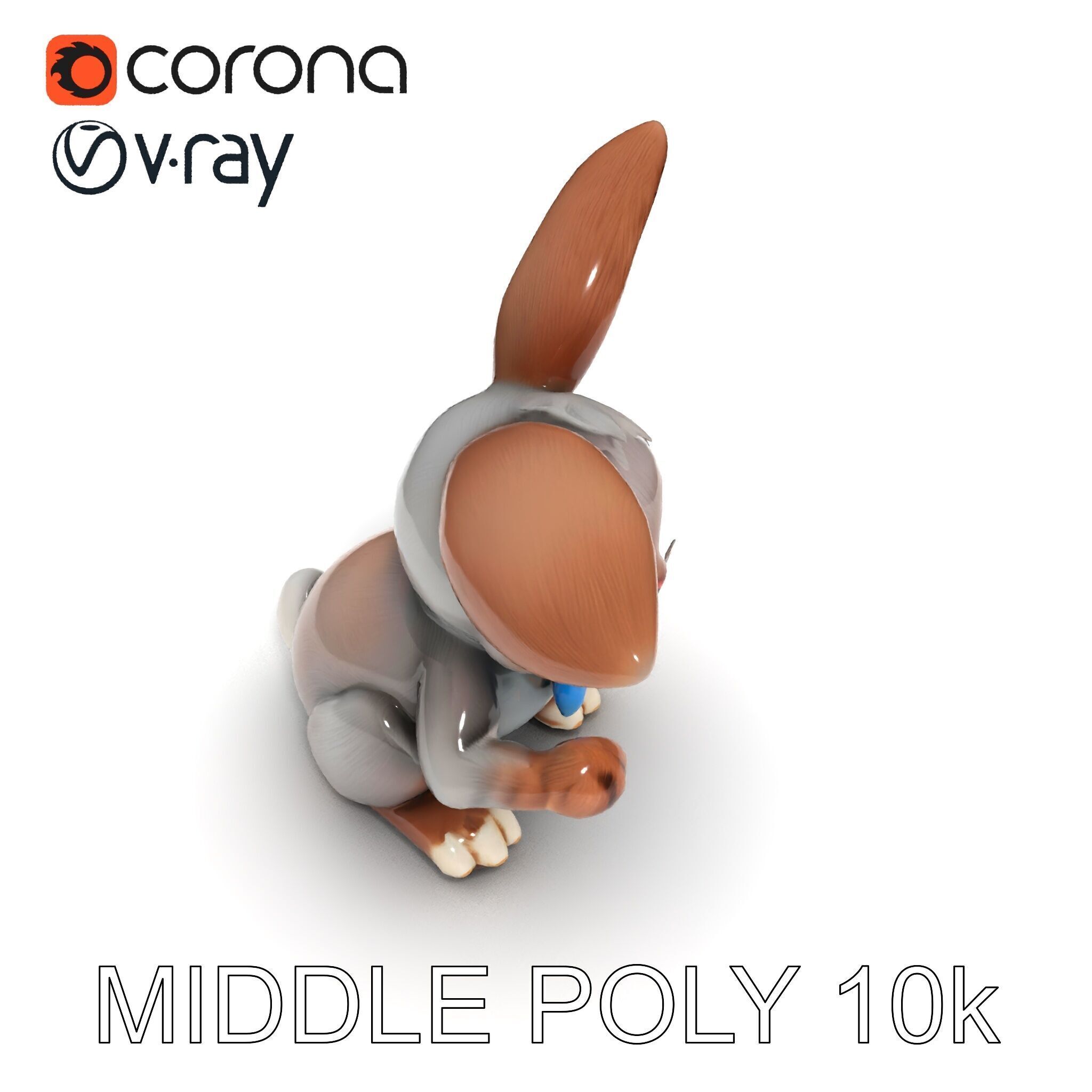 Animated Bunny with Bow Tie Model Pack Low-poly 3D model_6
