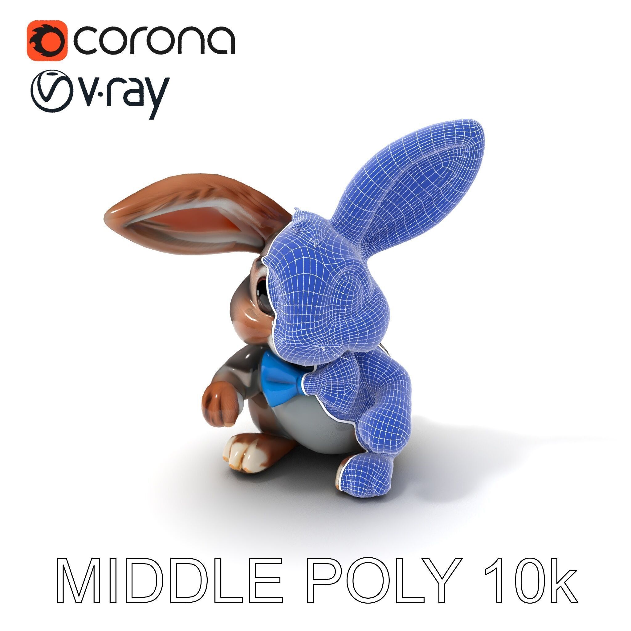 Animated Bunny with Bow Tie Model Pack Low-poly 3D model_15