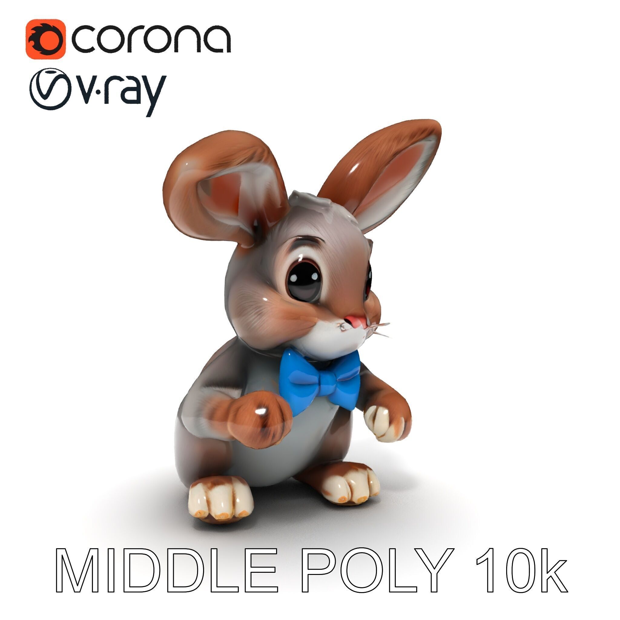 Animated Bunny with Bow Tie Model Pack Low-poly 3D model_33