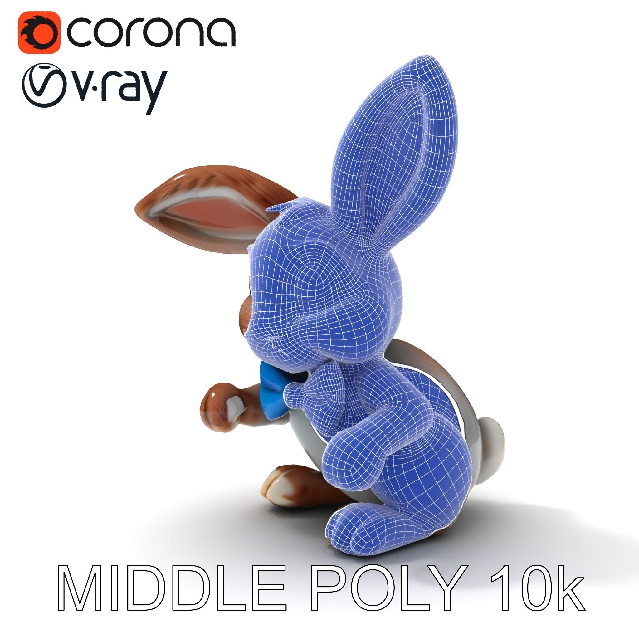 Animated Bunny with Bow Tie Model Pack Low-poly 3D model_9