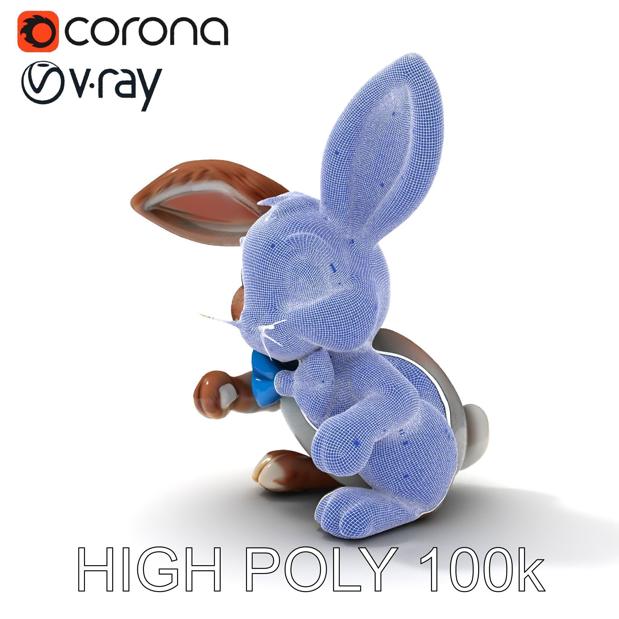 Animated Bunny with Bow Tie Model Pack Low-poly 3D model_14