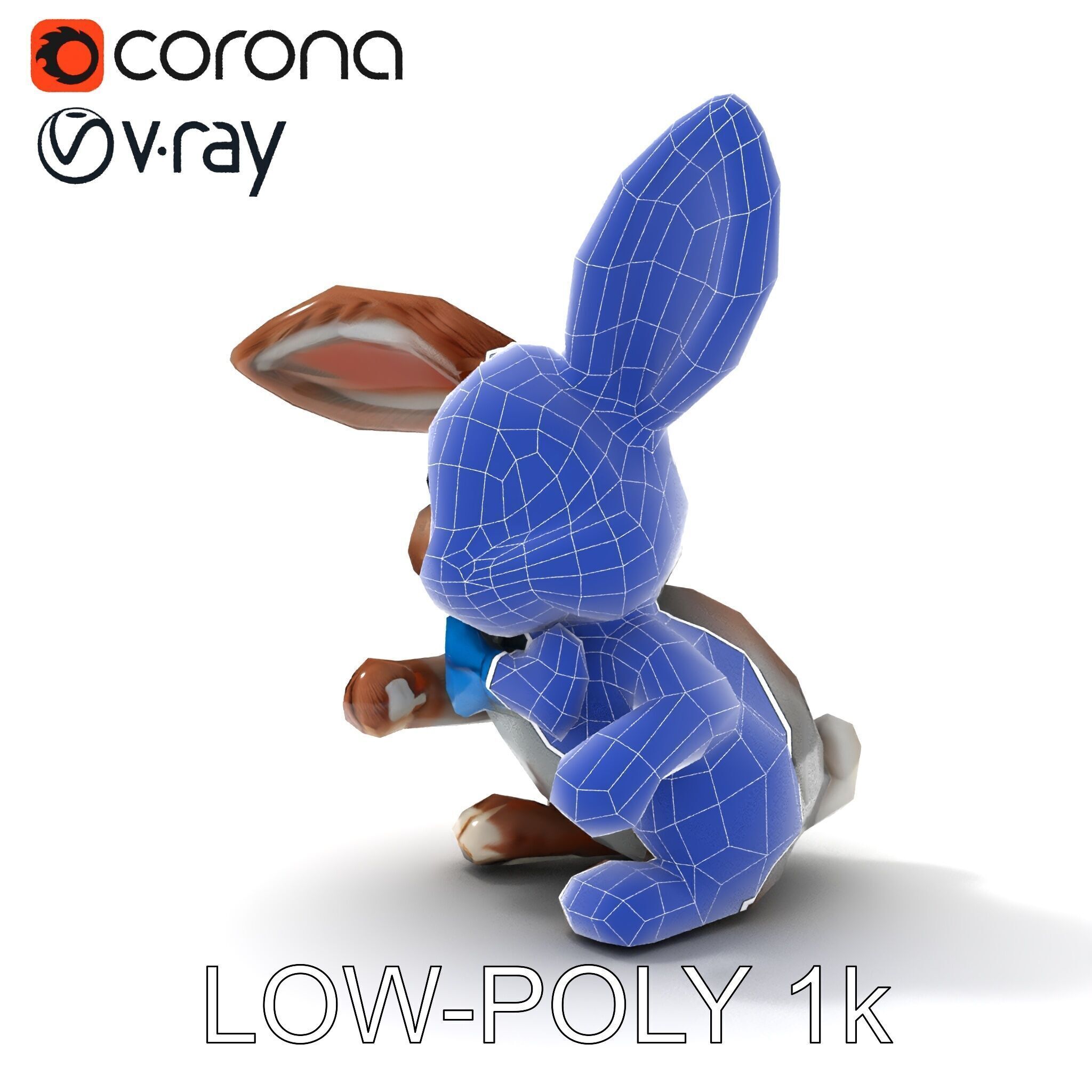 Animated Bunny with Bow Tie Model Pack Low-poly 3D model_10