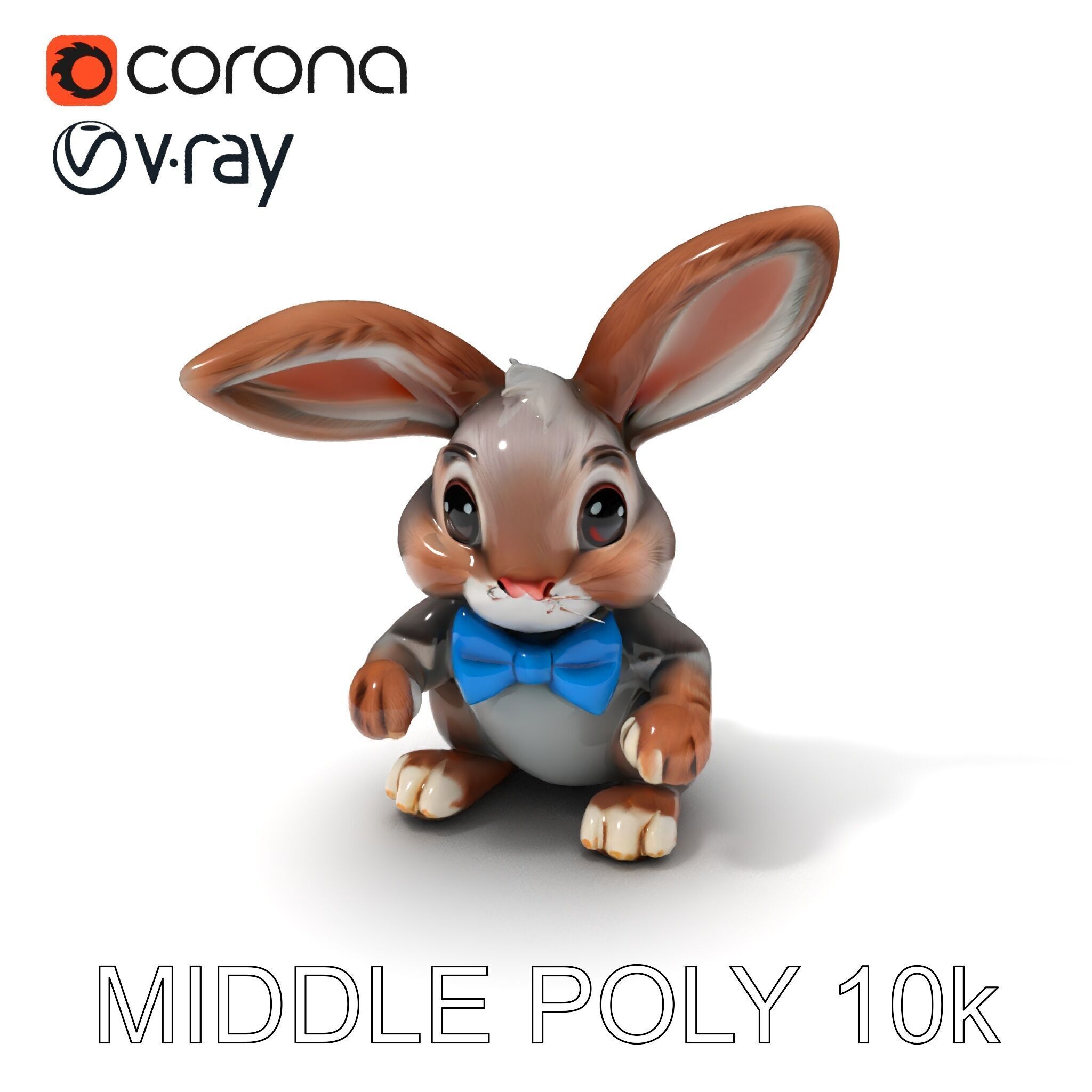 Animated Bunny with Bow Tie Model Pack Low-poly 3D model_20