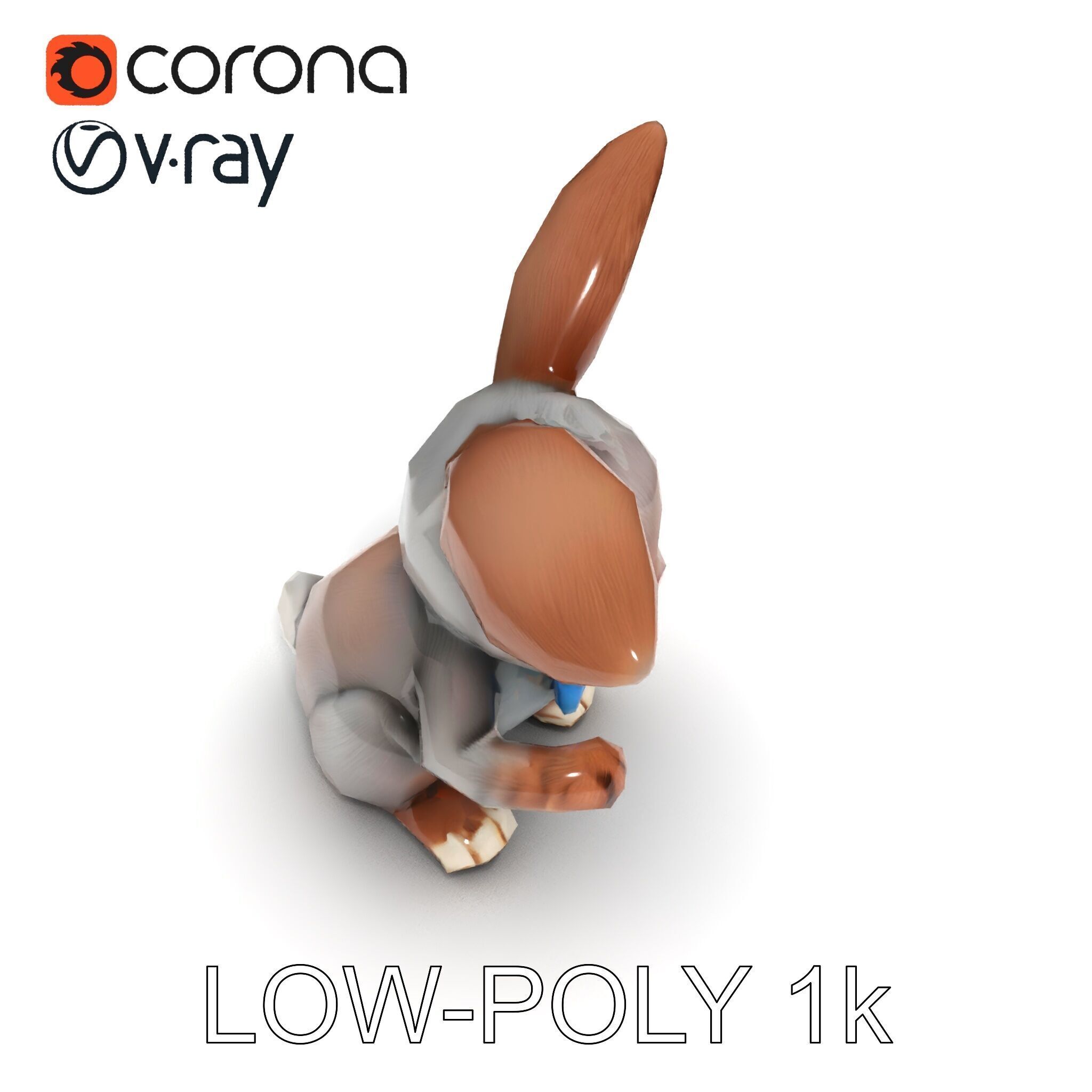 Animated Bunny with Bow Tie Model Pack Low-poly 3D model_24