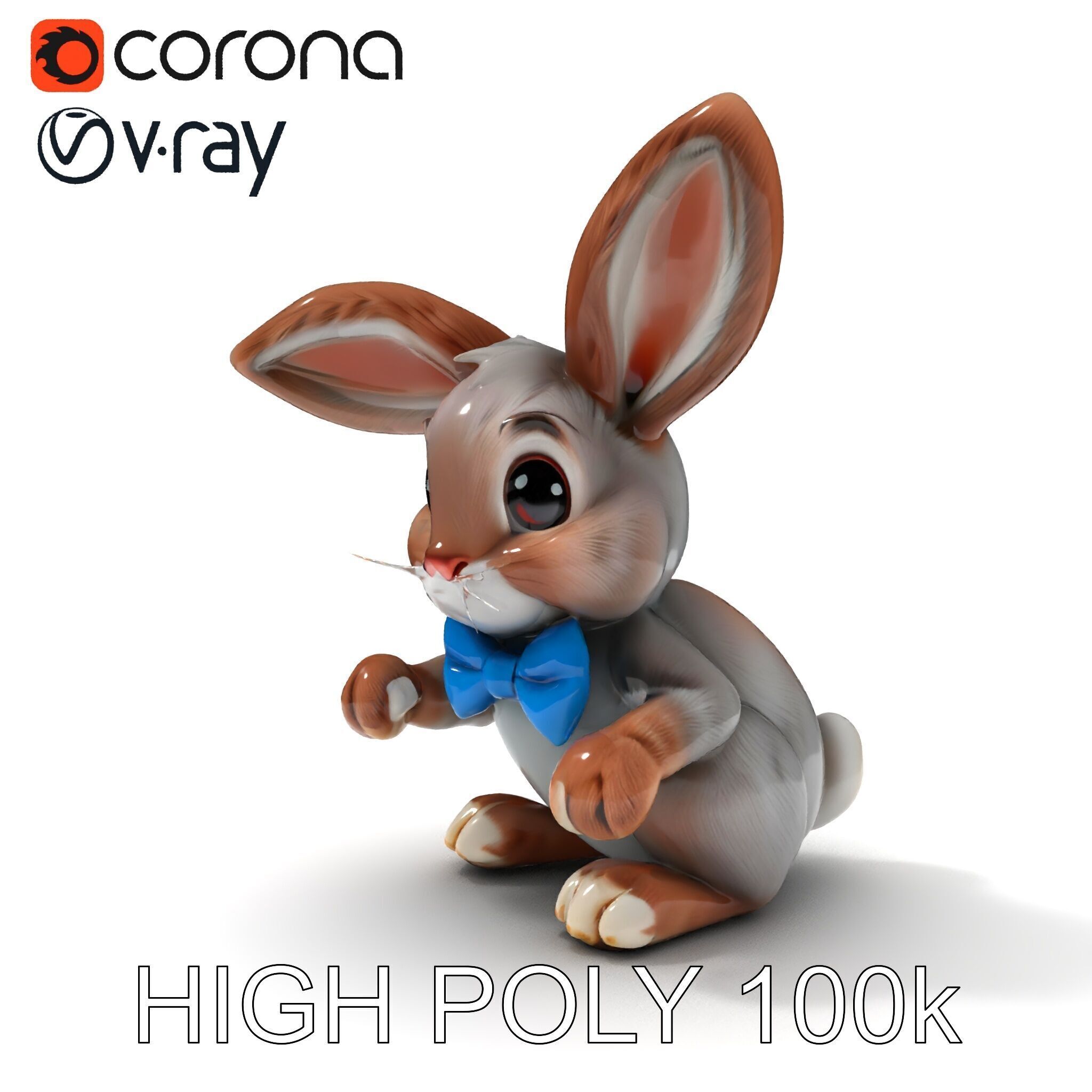 Animated Bunny with Bow Tie Model Pack Low-poly 3D model_35