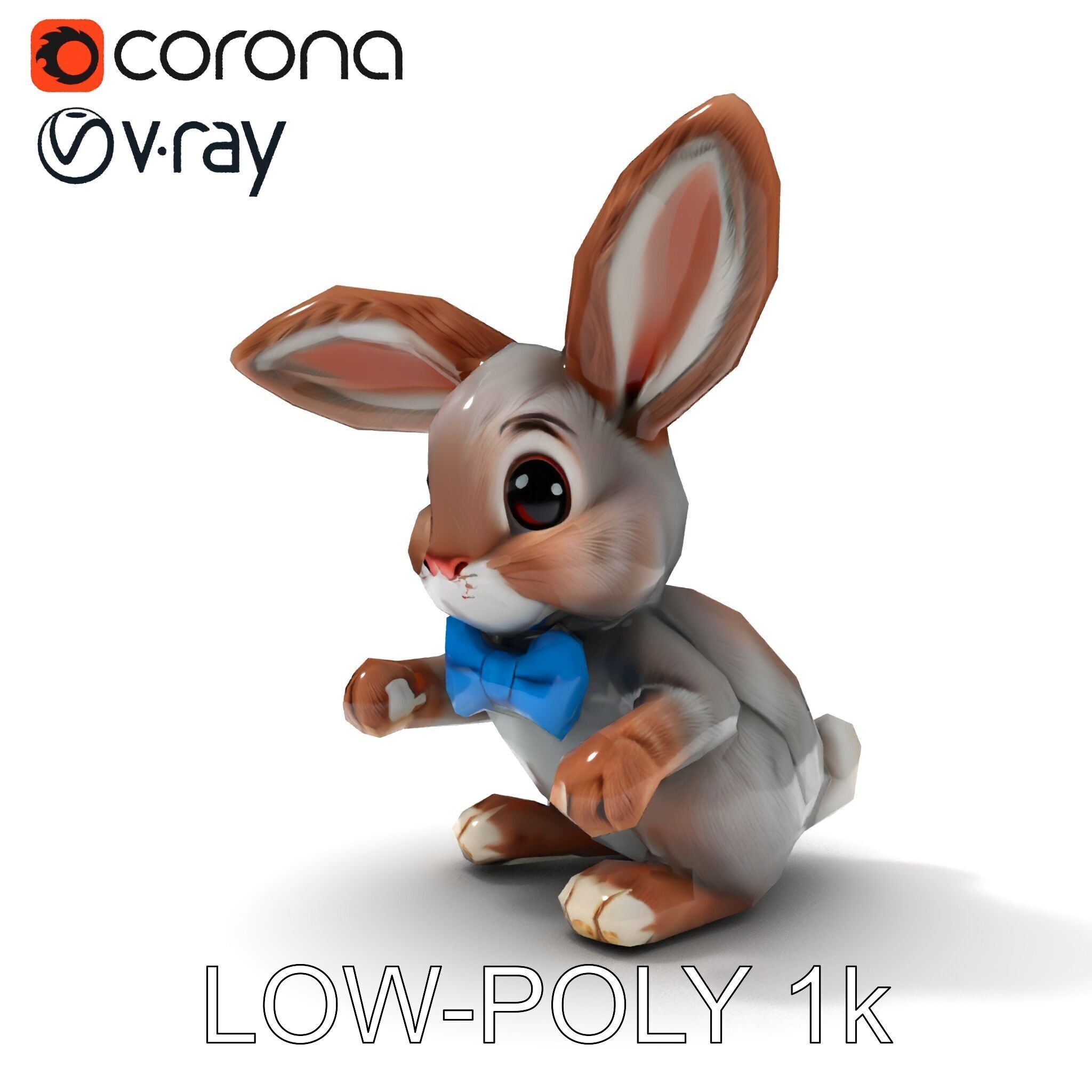 Animated Bunny with Bow Tie Model Pack Low-poly 3D model_16