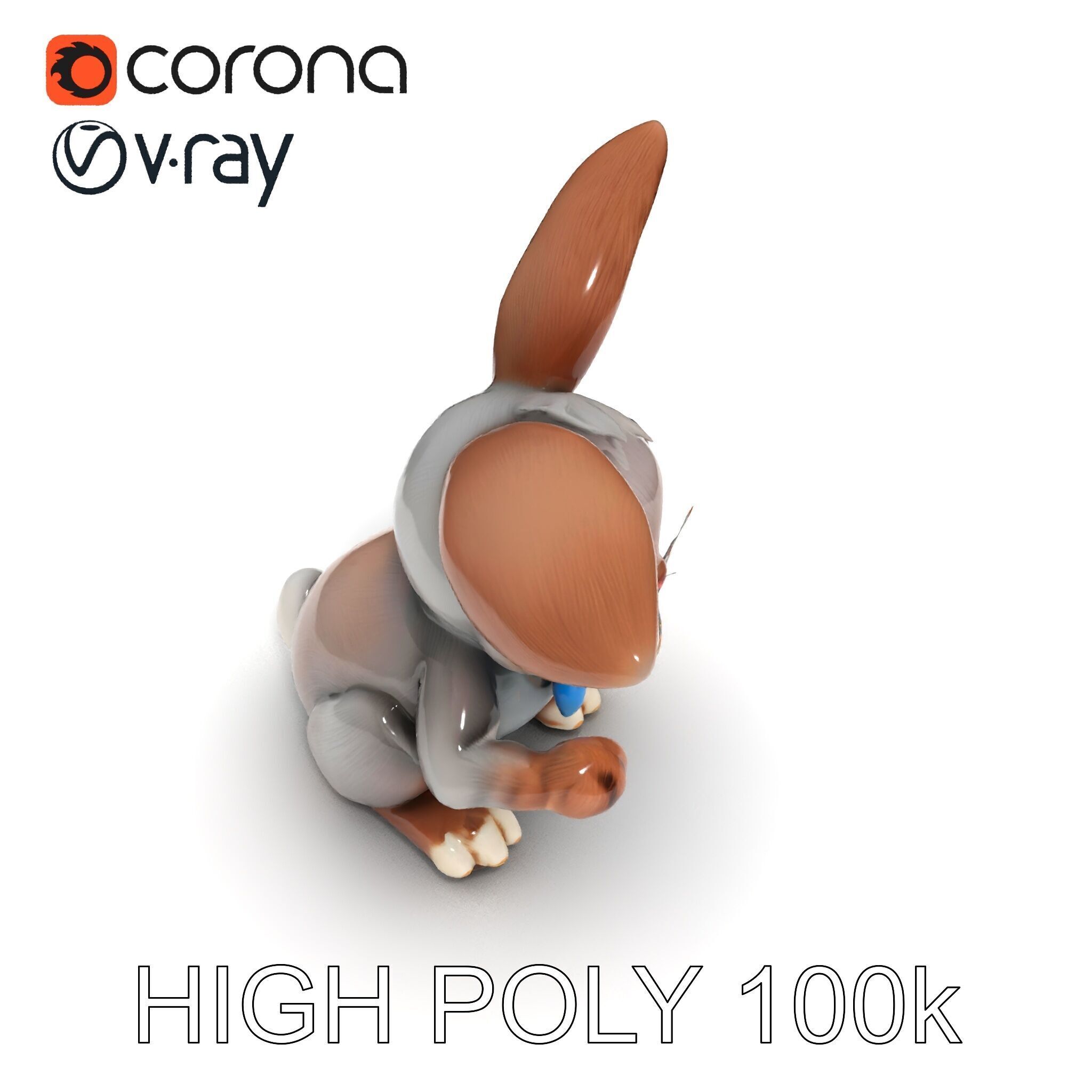 Animated Bunny with Bow Tie Model Pack Low-poly 3D model_32