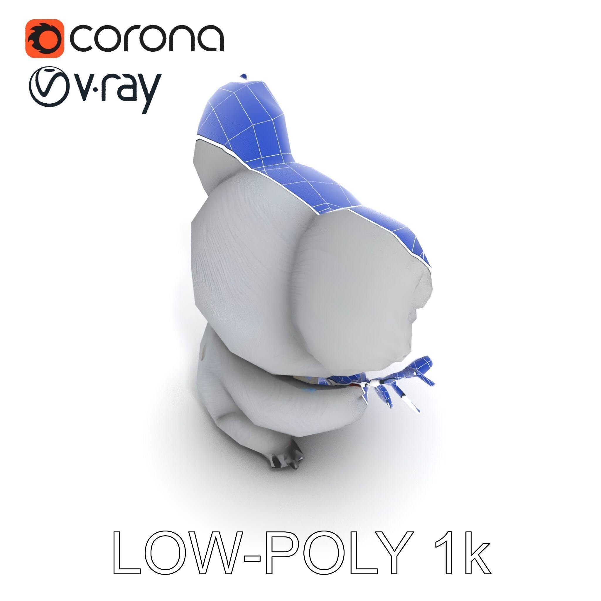 Cute Koala Holding Branch D Model Pack Low-poly 3D model_22