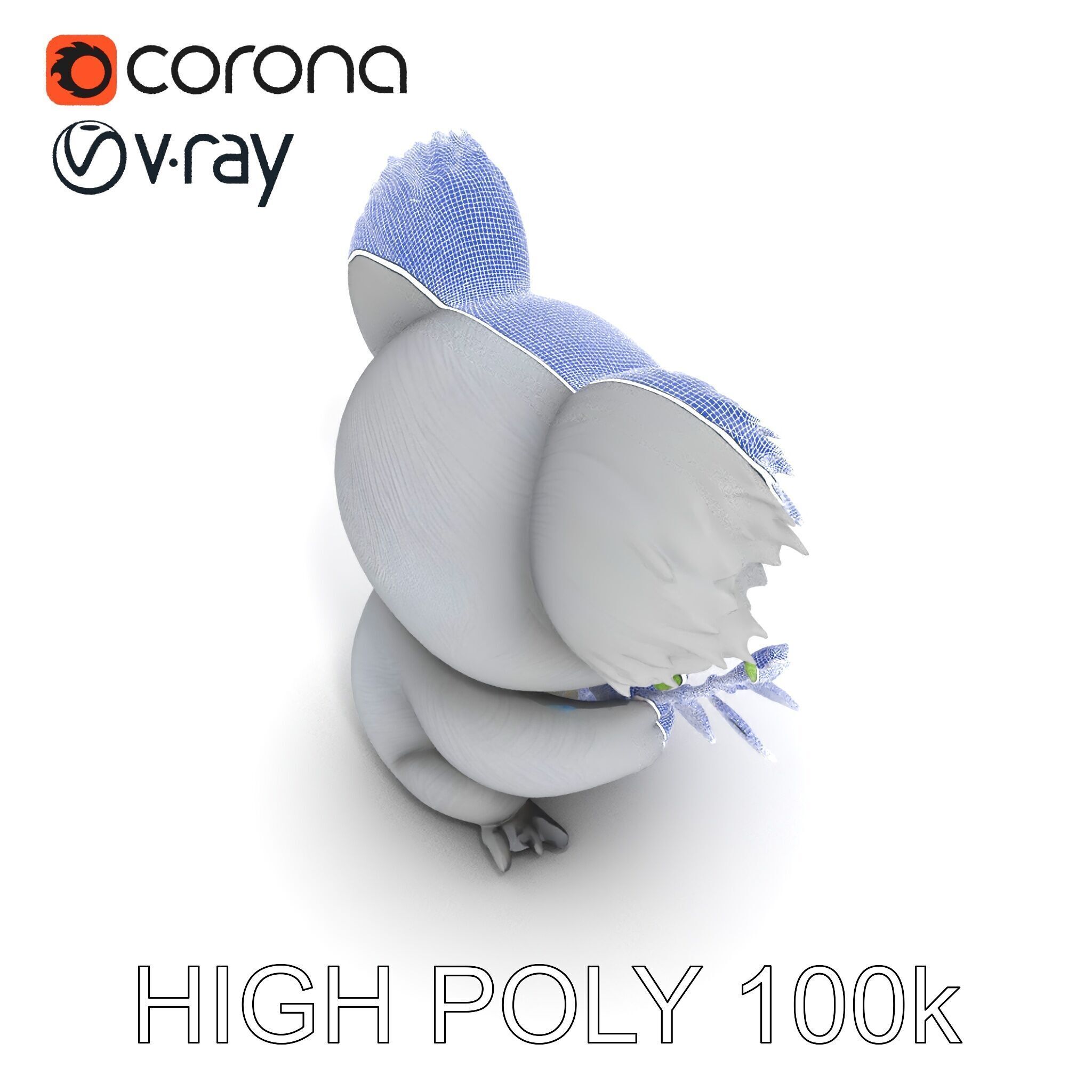 Cute Koala Holding Branch D Model Pack Low-poly 3D model_29