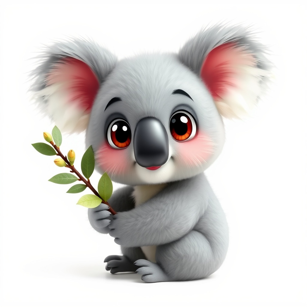 Cute Koala Holding Branch D Model Pack Low-poly 3D model_4