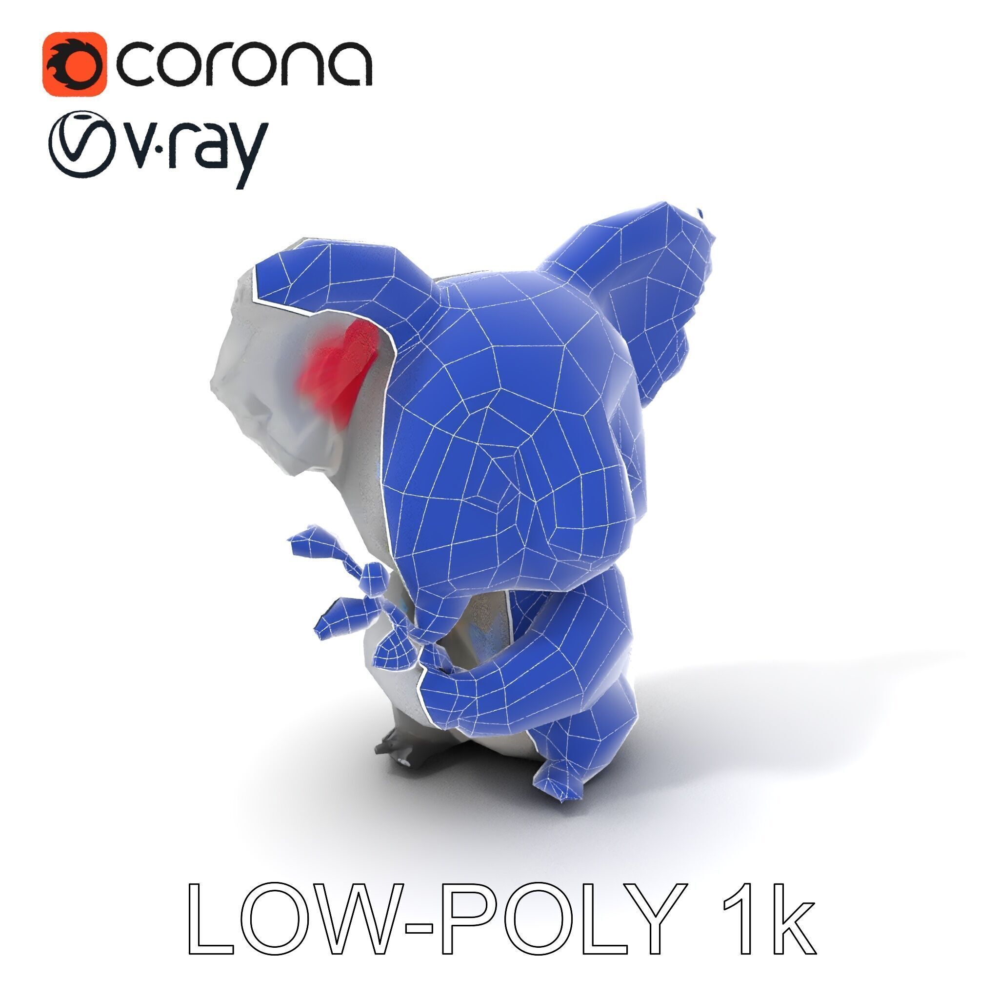 Cute Koala Holding Branch D Model Pack Low-poly 3D model_34