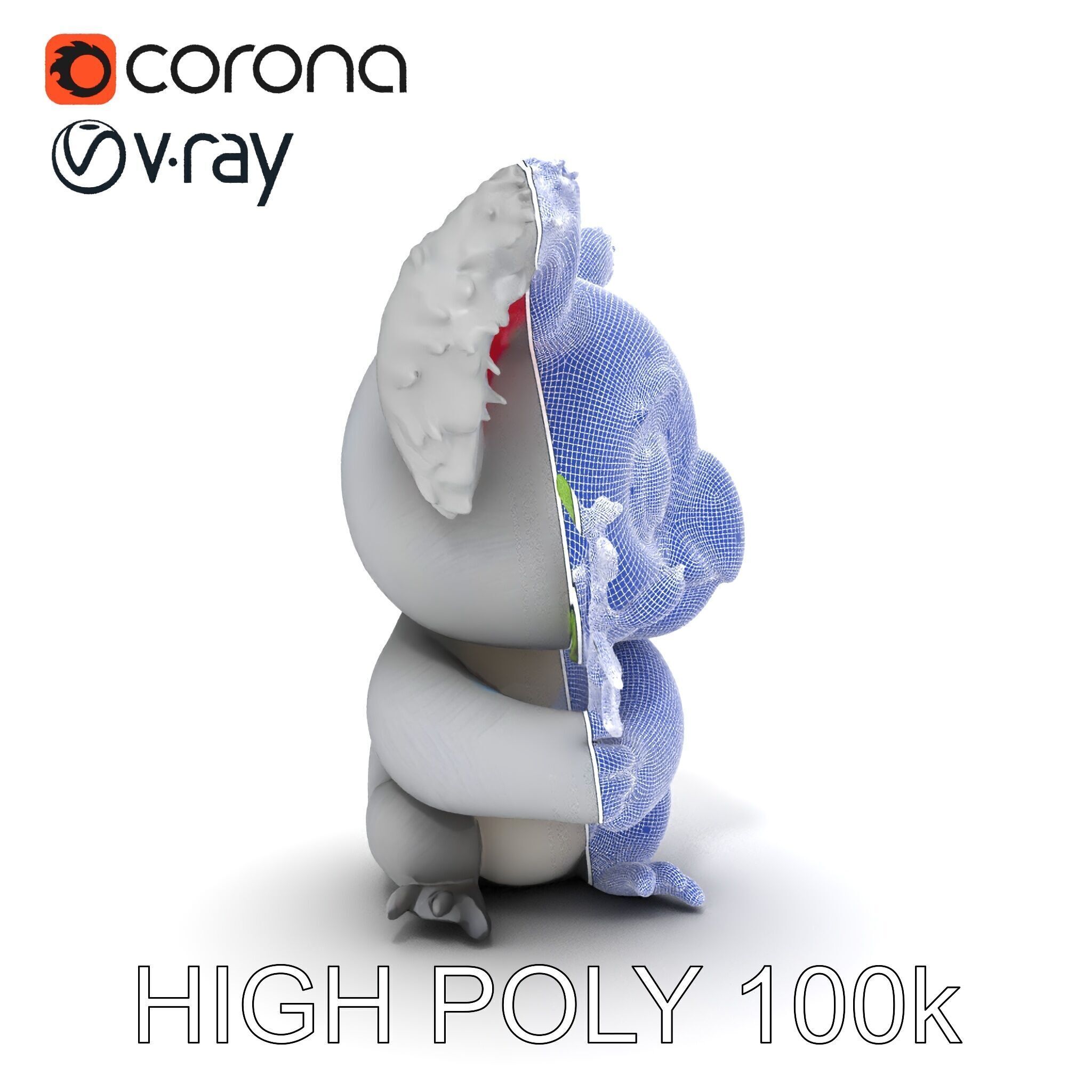 Cute Koala Holding Branch D Model Pack Low-poly 3D model_8