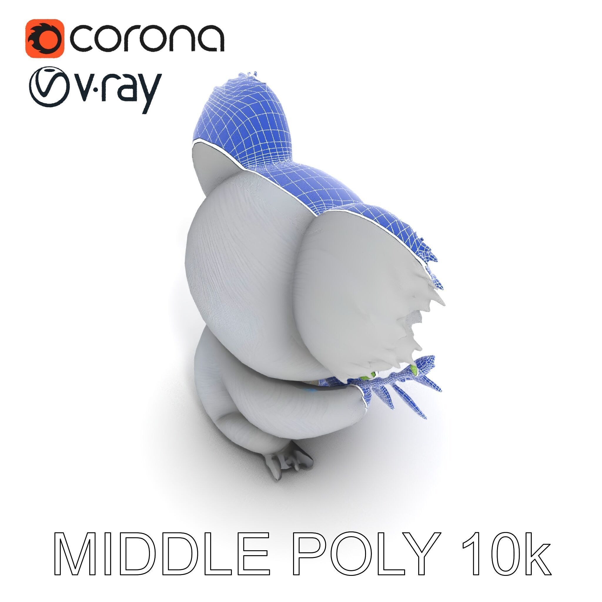 Cute Koala Holding Branch D Model Pack Low-poly 3D model_15