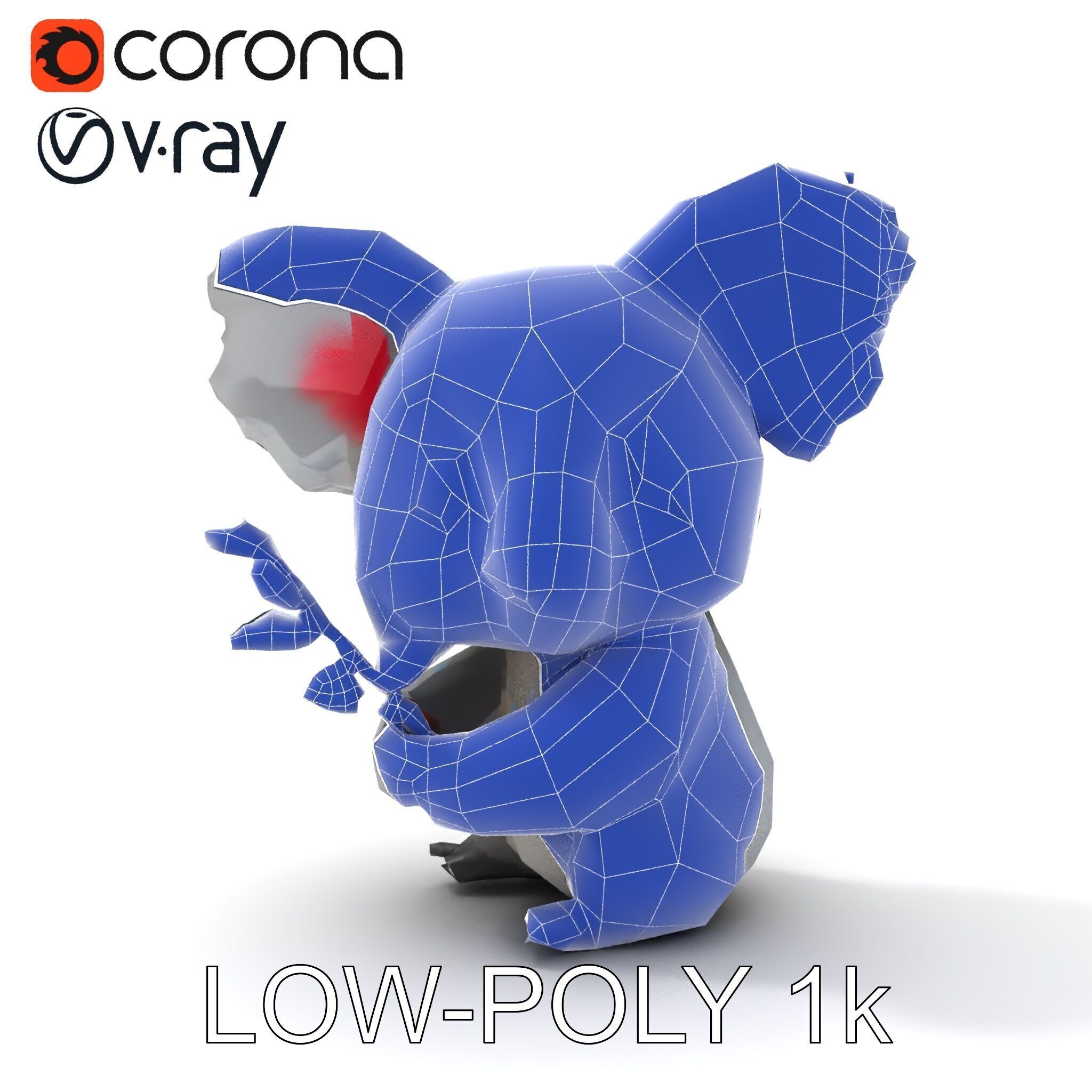 Cute Koala Holding Branch D Model Pack Low-poly 3D model_10