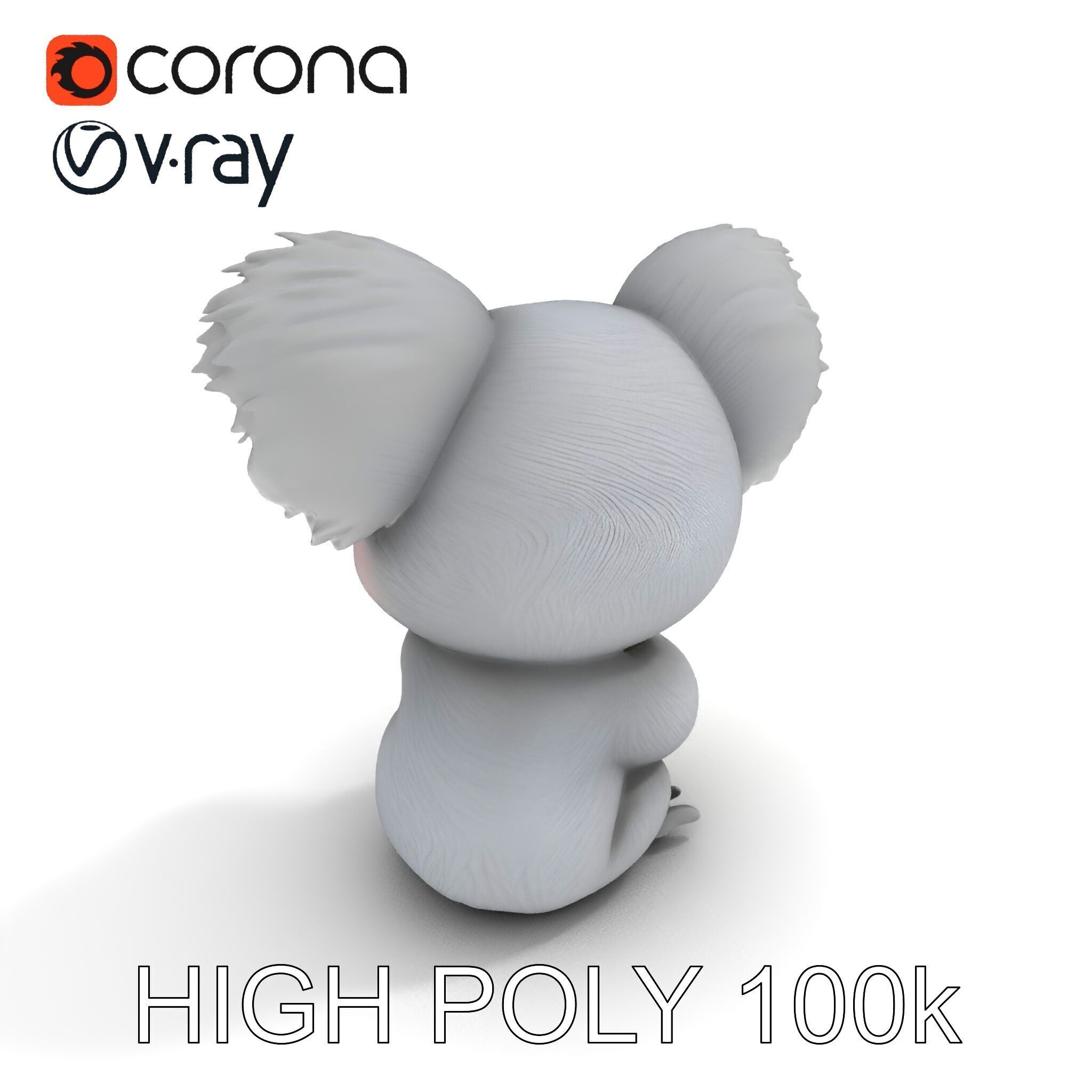 Cute Koala Holding Branch D Model Pack Low-poly 3D model_20