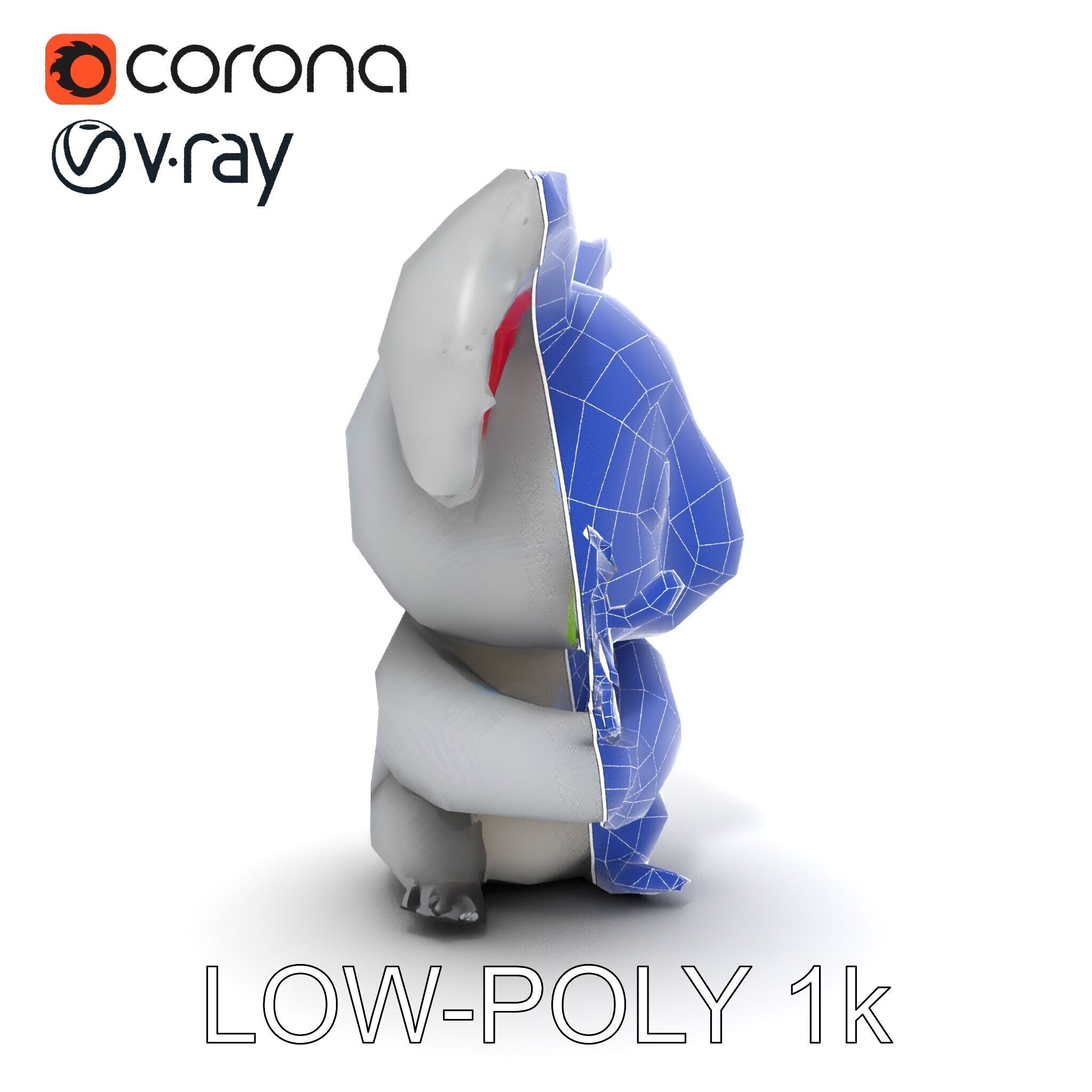 Cute Koala Holding Branch D Model Pack Low-poly 3D model_19