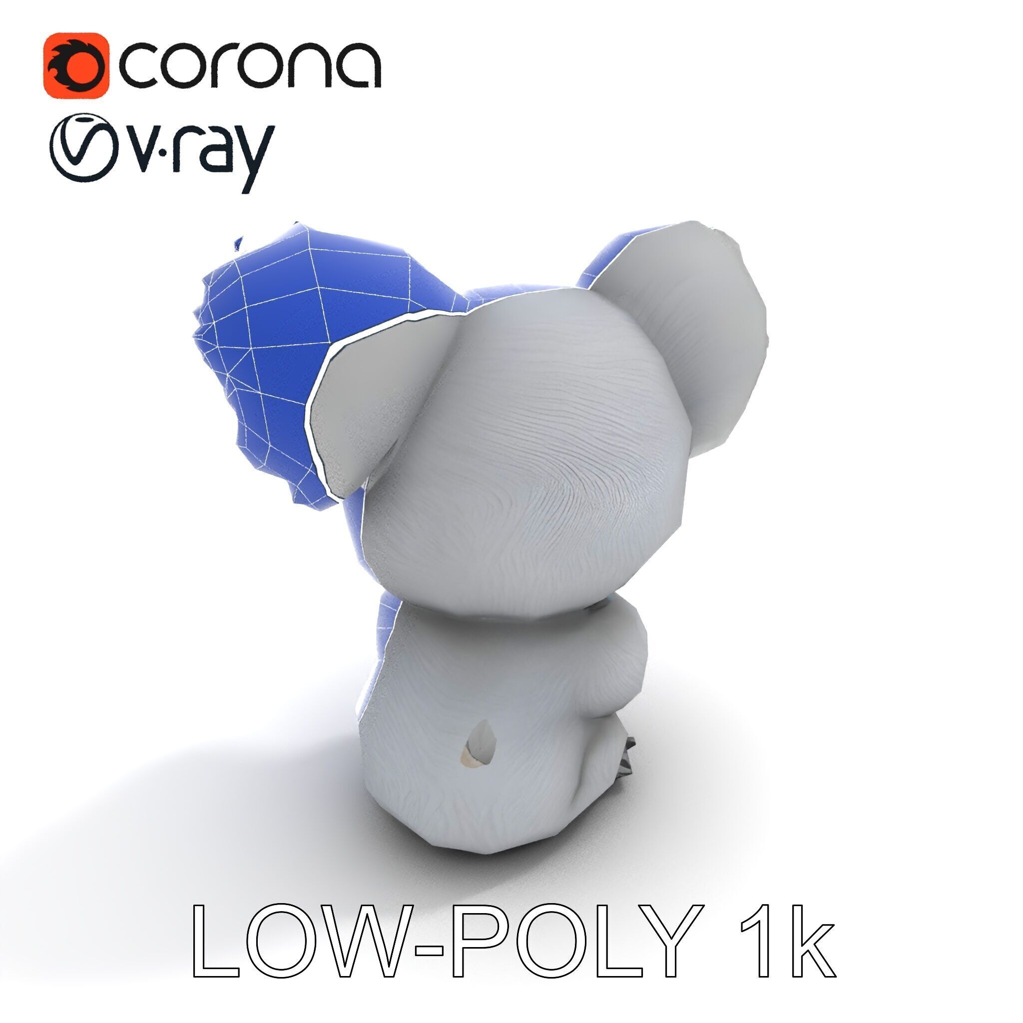 Cute Koala Holding Branch D Model Pack Low-poly 3D model_7