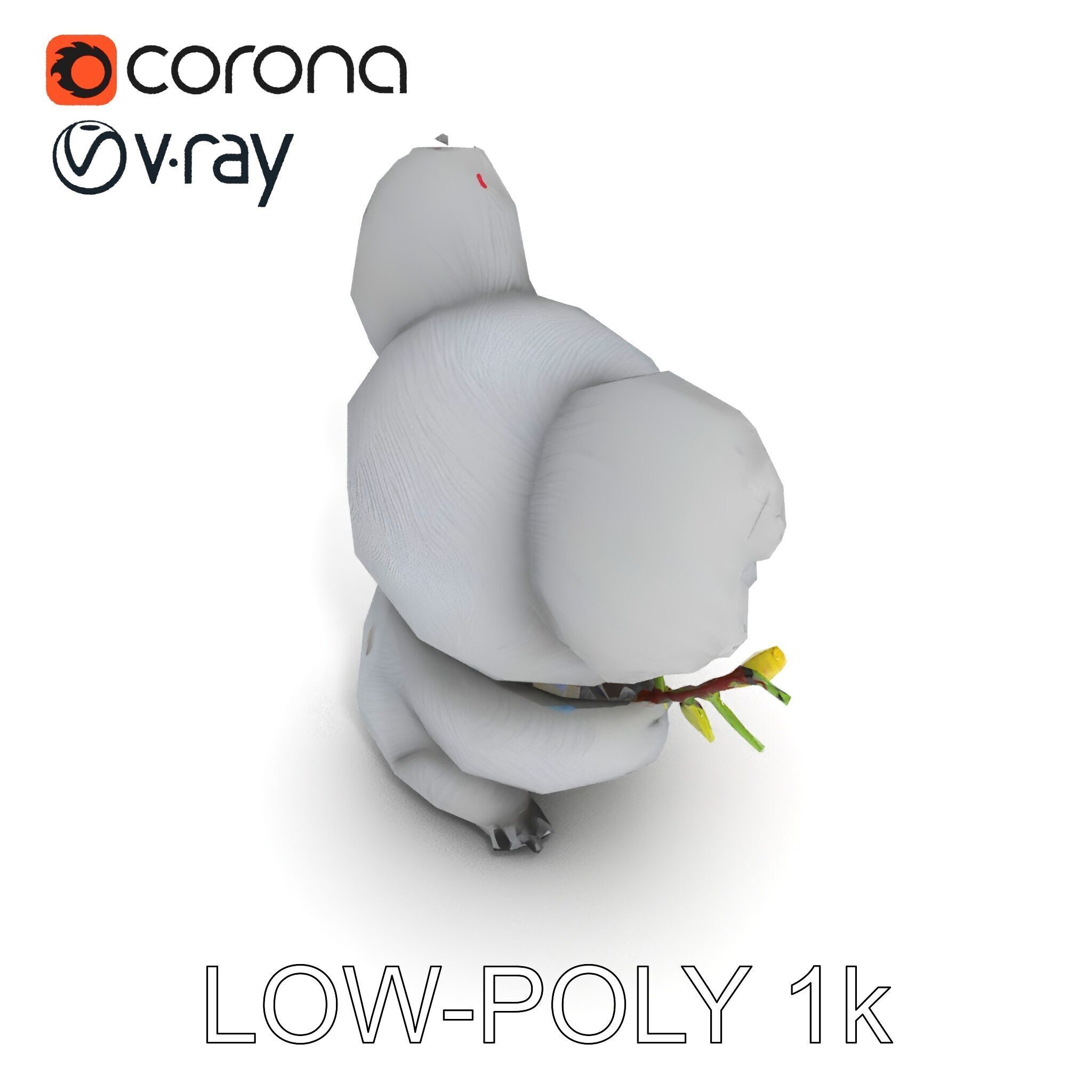 Cute Koala Holding Branch D Model Pack Low-poly 3D model_16