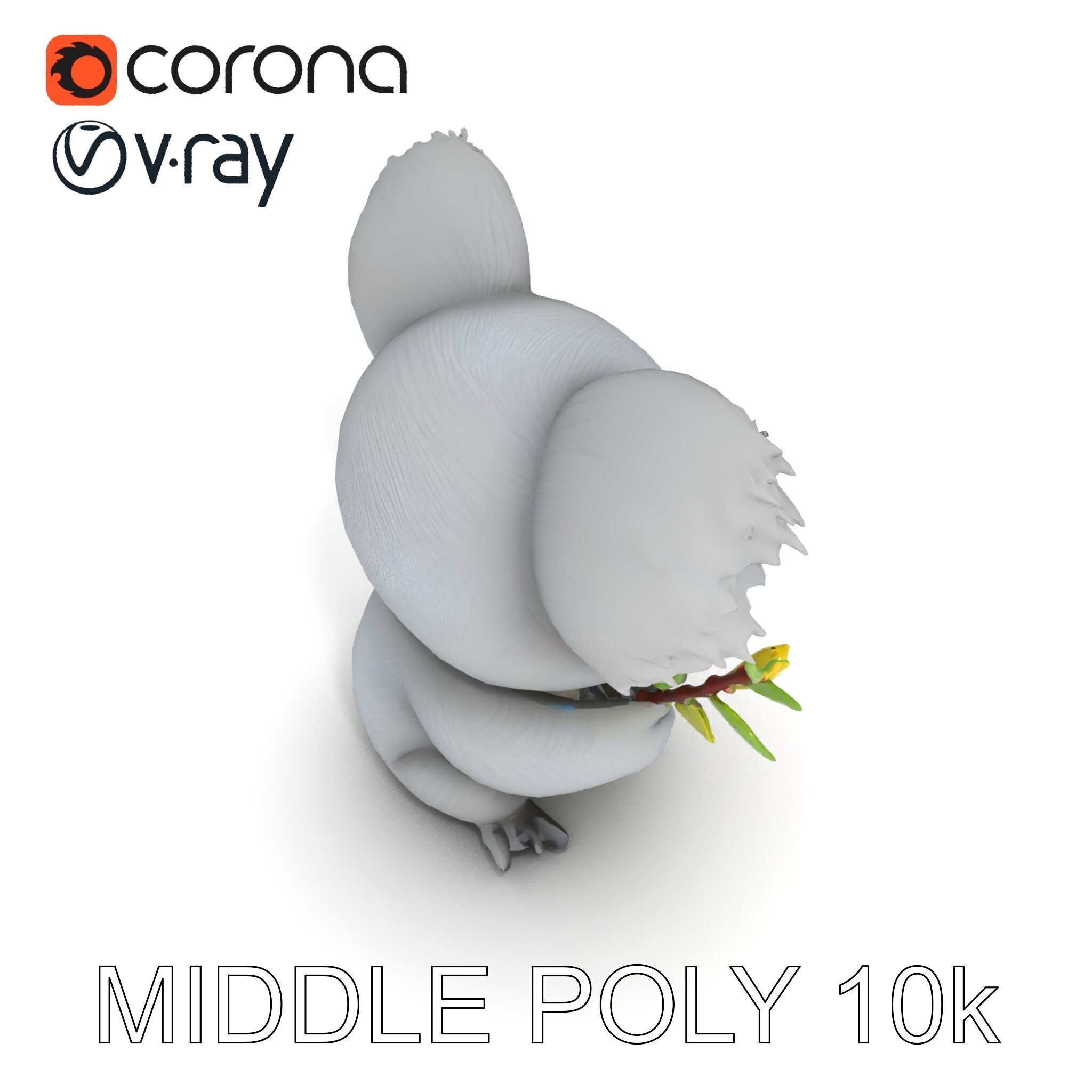 Cute Koala Holding Branch D Model Pack Low-poly 3D model_27