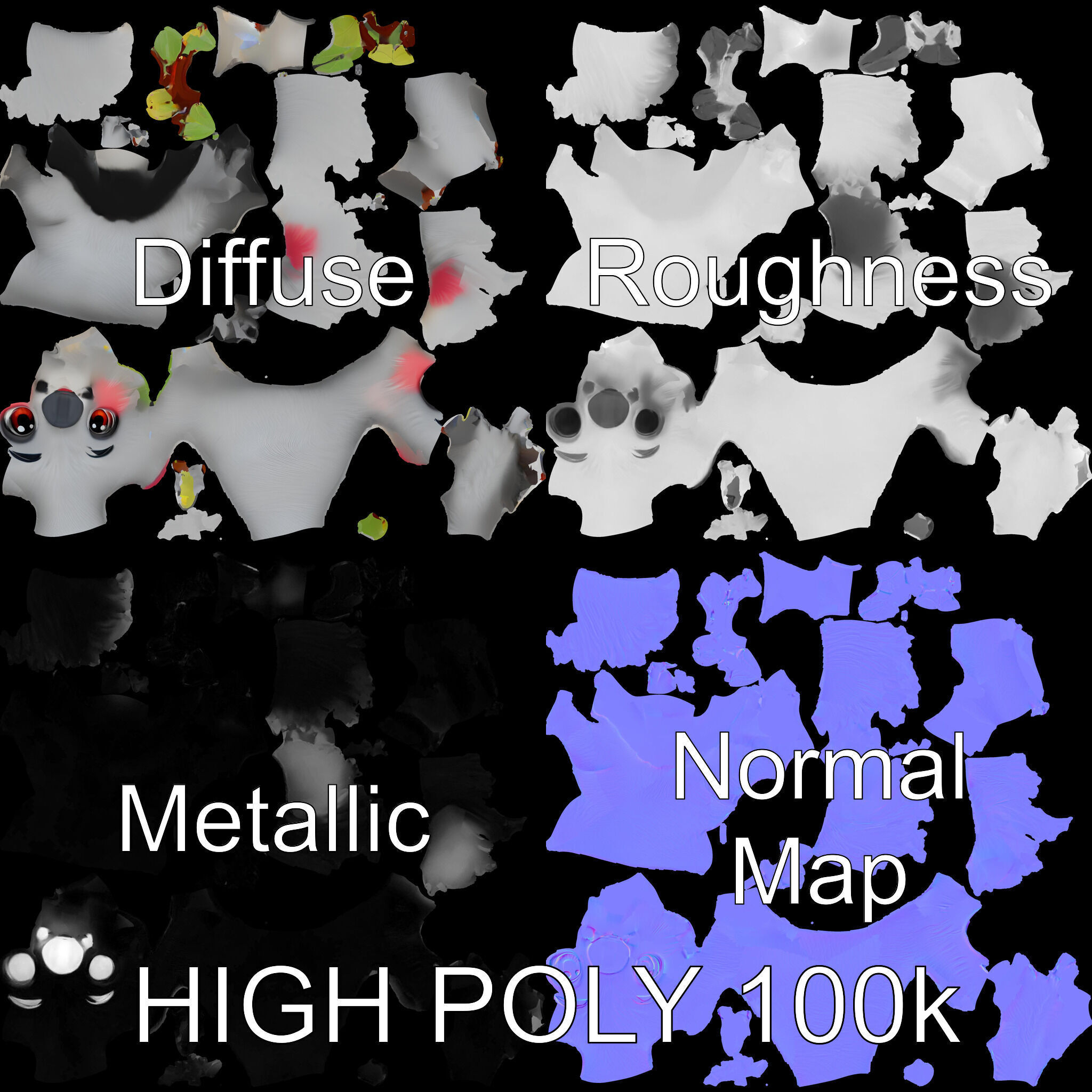 Cute Koala Holding Branch D Model Pack Low-poly 3D model_2