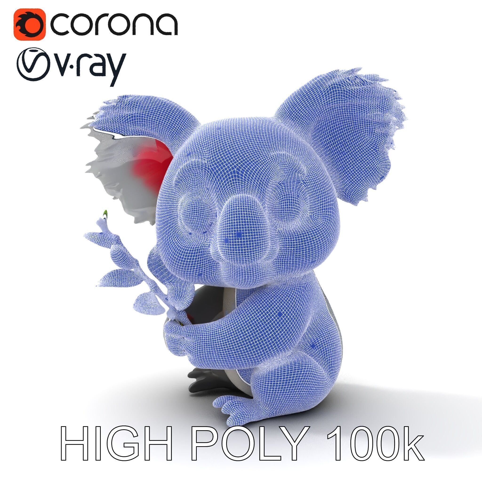 Cute Koala Holding Branch D Model Pack Low-poly 3D model_32