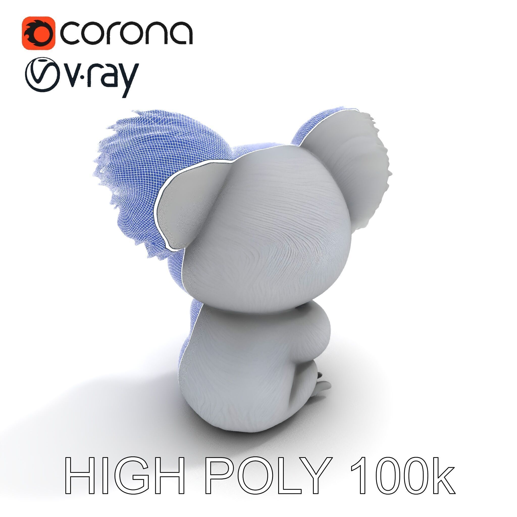 Cute Koala Holding Branch D Model Pack Low-poly 3D model_14