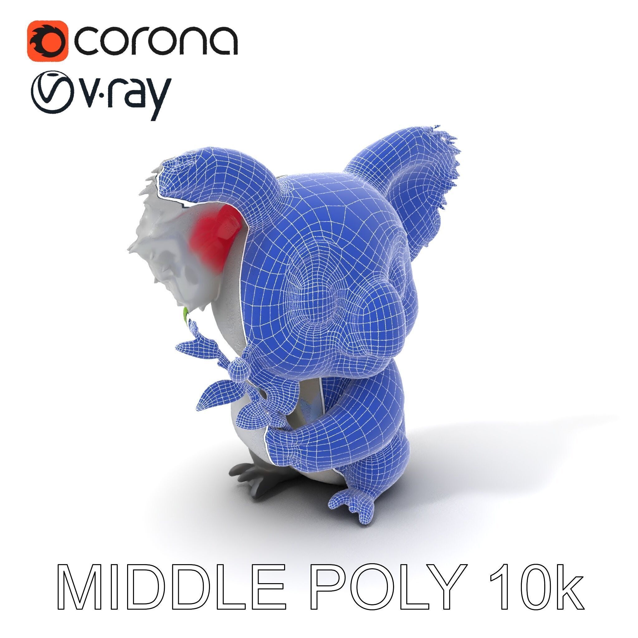 Cute Koala Holding Branch D Model Pack Low-poly 3D model_33