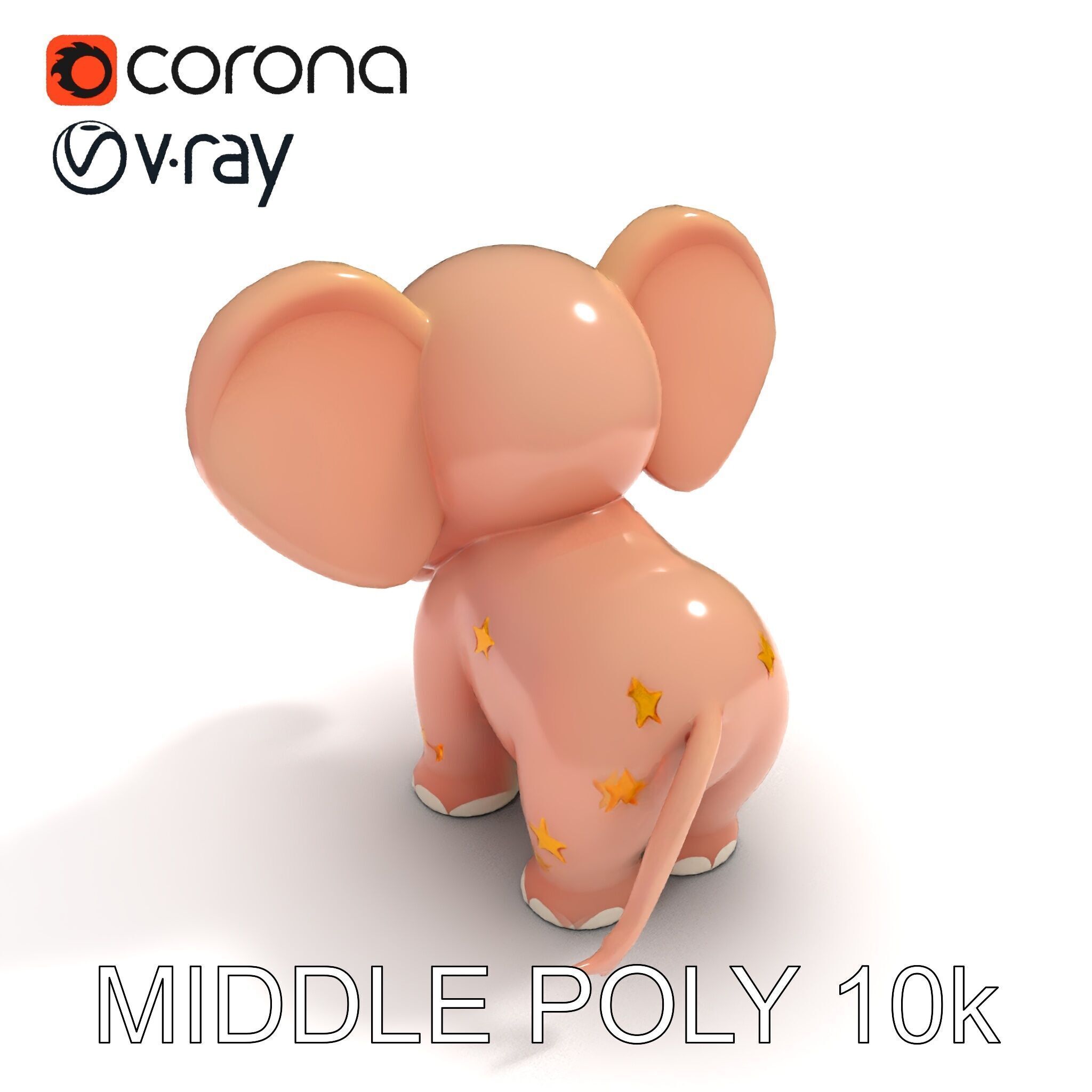 Cartoon Elephant Model Pack for Animation and Games Low-poly 3D model_9