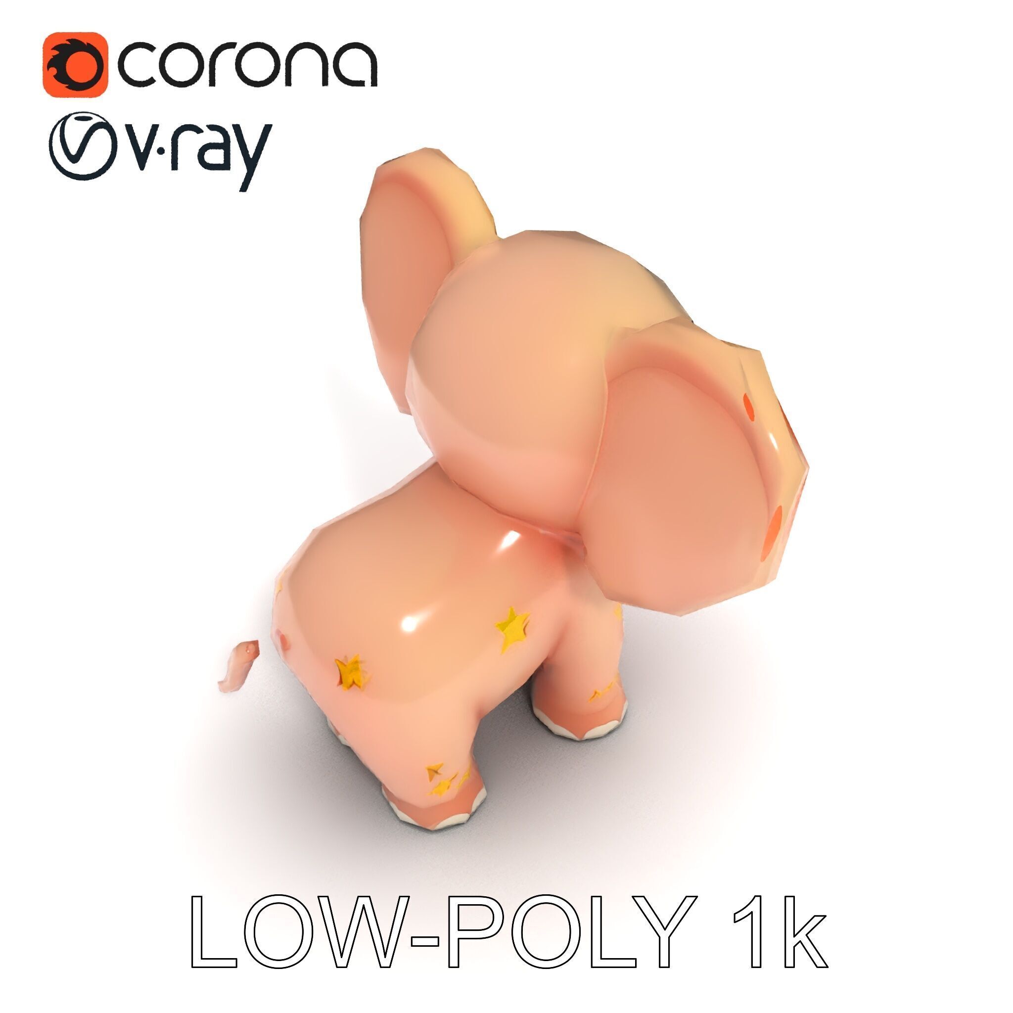 Cartoon Elephant Model Pack for Animation and Games Low-poly 3D model_15