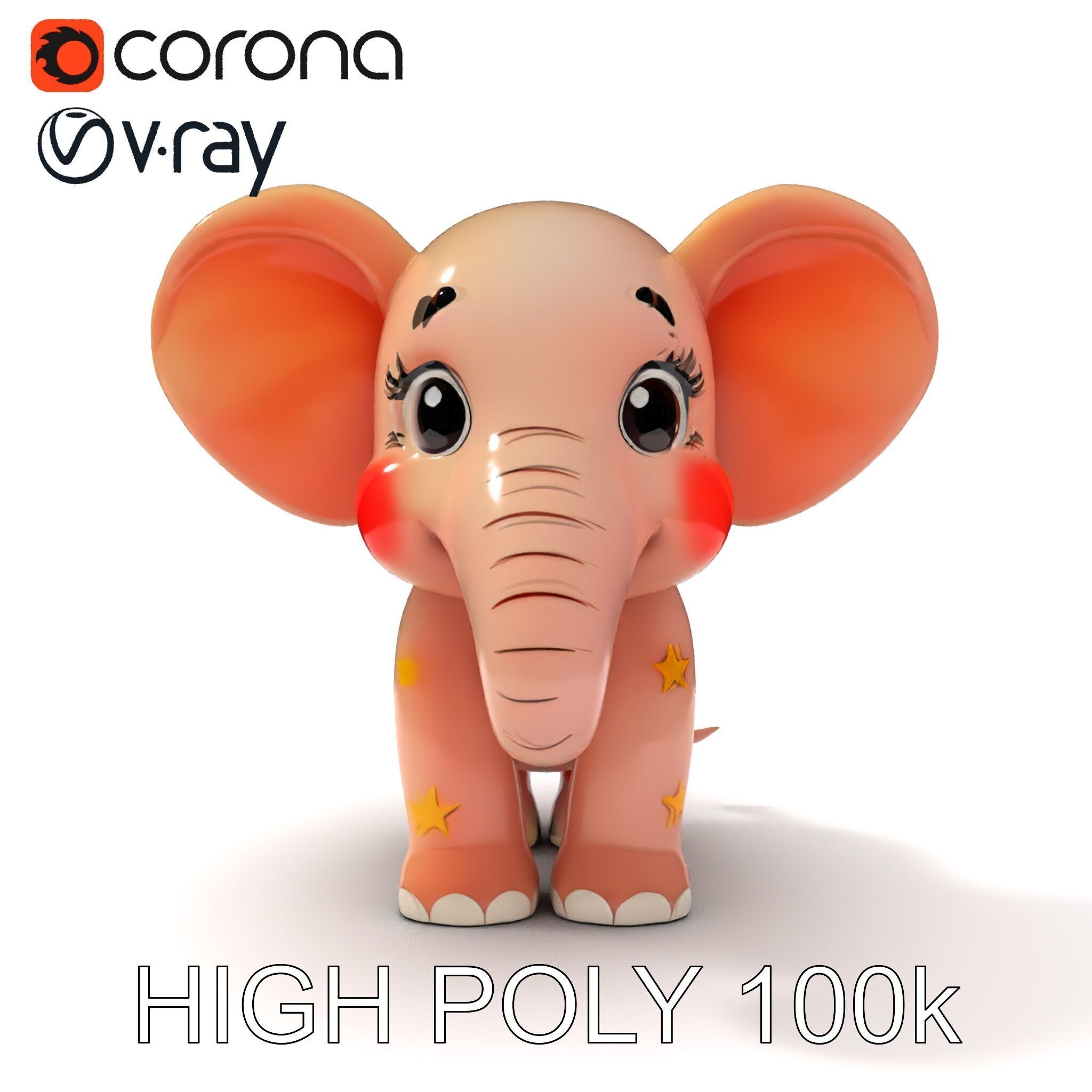 Cartoon Elephant Model Pack for Animation and Games Low-poly 3D model_11