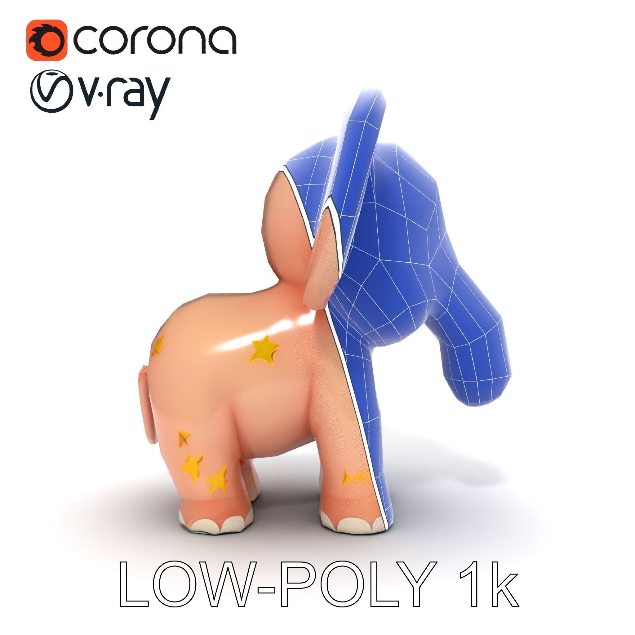 Cartoon Elephant Model Pack for Animation and Games Low-poly 3D model_33