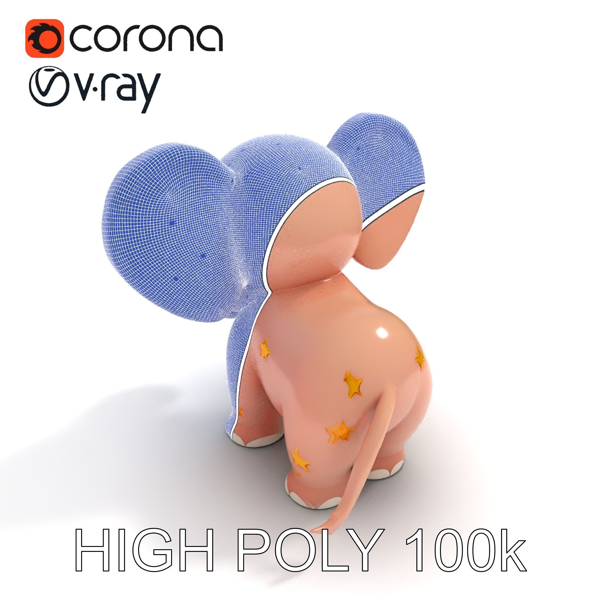Cartoon Elephant Model Pack for Animation and Games Low-poly 3D model_34