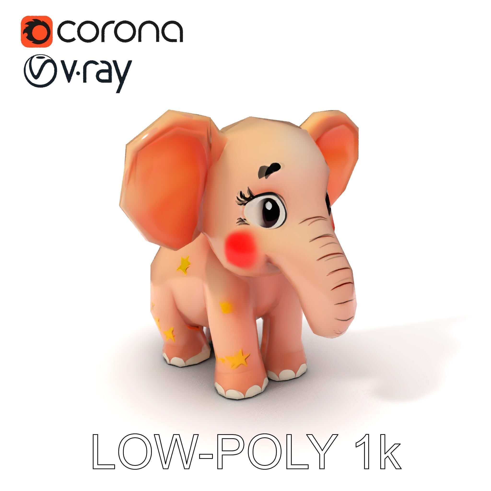 Cartoon Elephant Model Pack for Animation and Games Low-poly 3D model_21