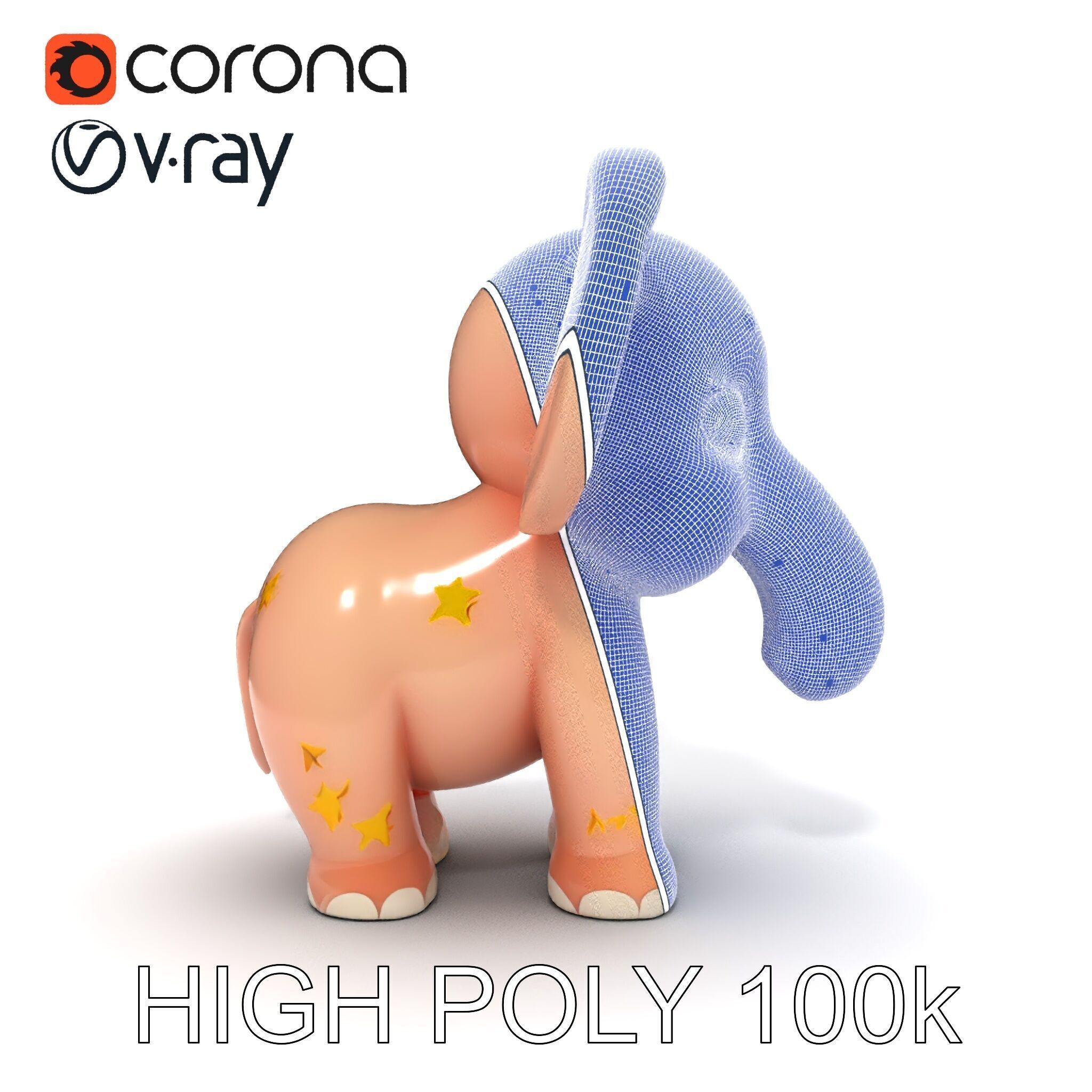 Cartoon Elephant Model Pack for Animation and Games Low-poly 3D model_8