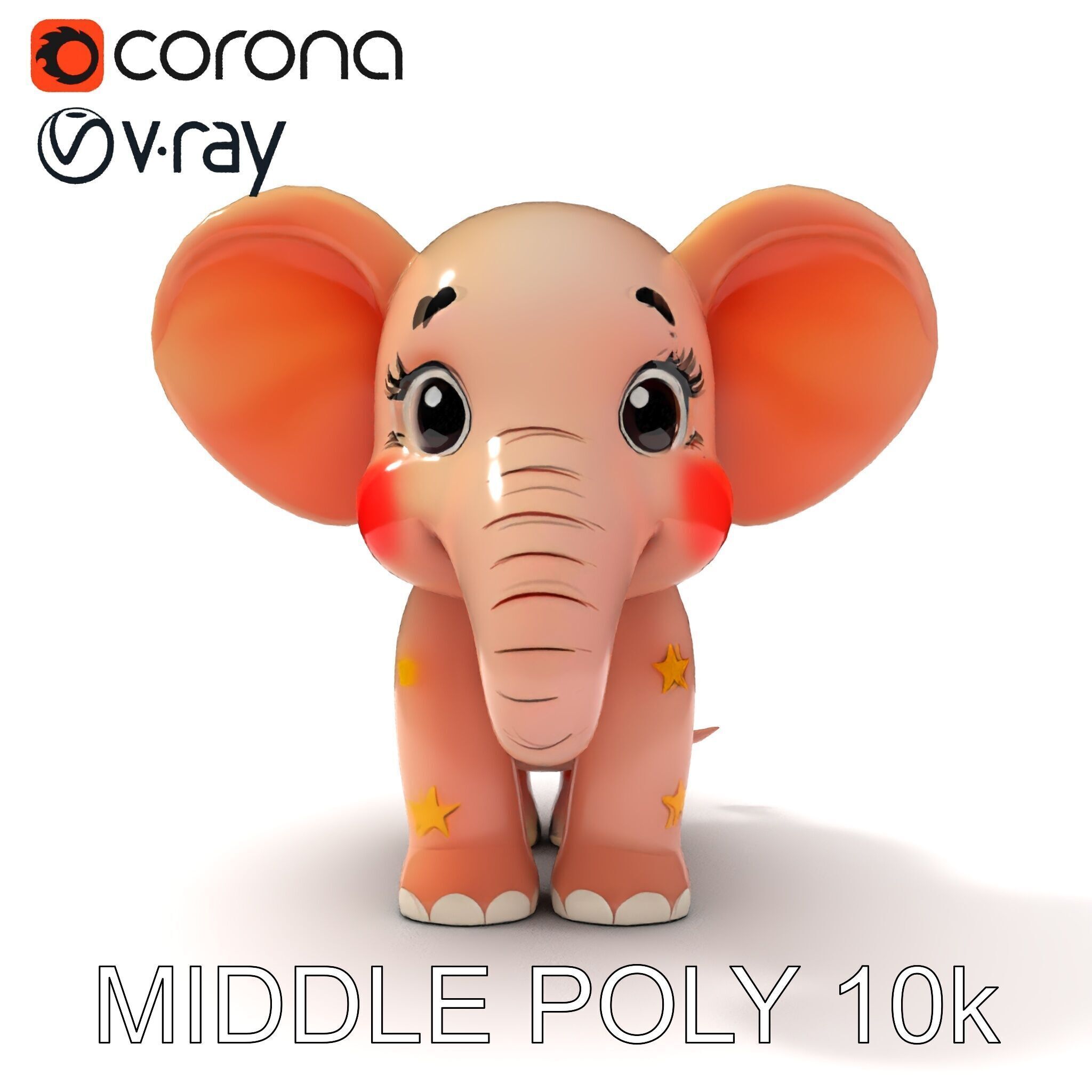 Cartoon Elephant Model Pack for Animation and Games Low-poly 3D model_26