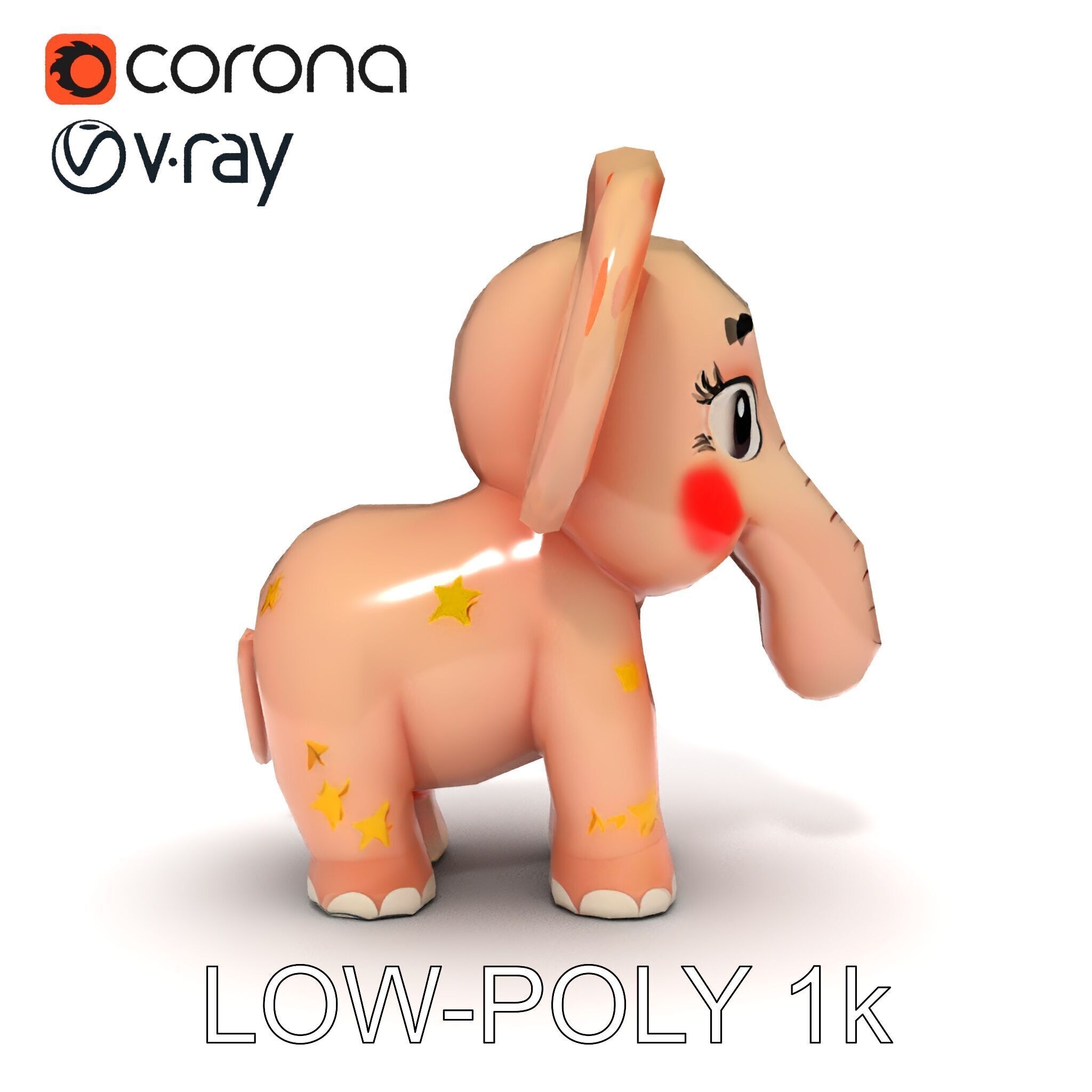Cartoon Elephant Model Pack for Animation and Games Low-poly 3D model_17