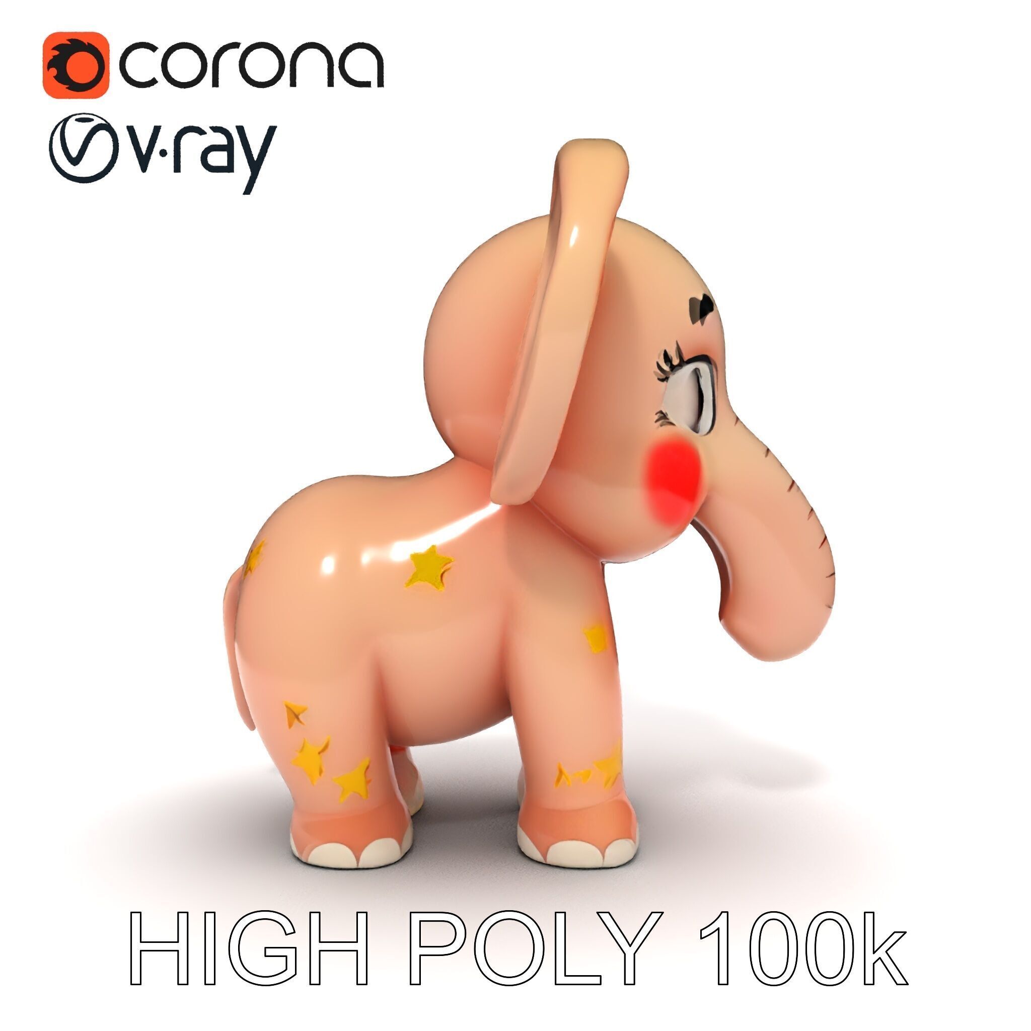 Cartoon Elephant Model Pack for Animation and Games Low-poly 3D model_25