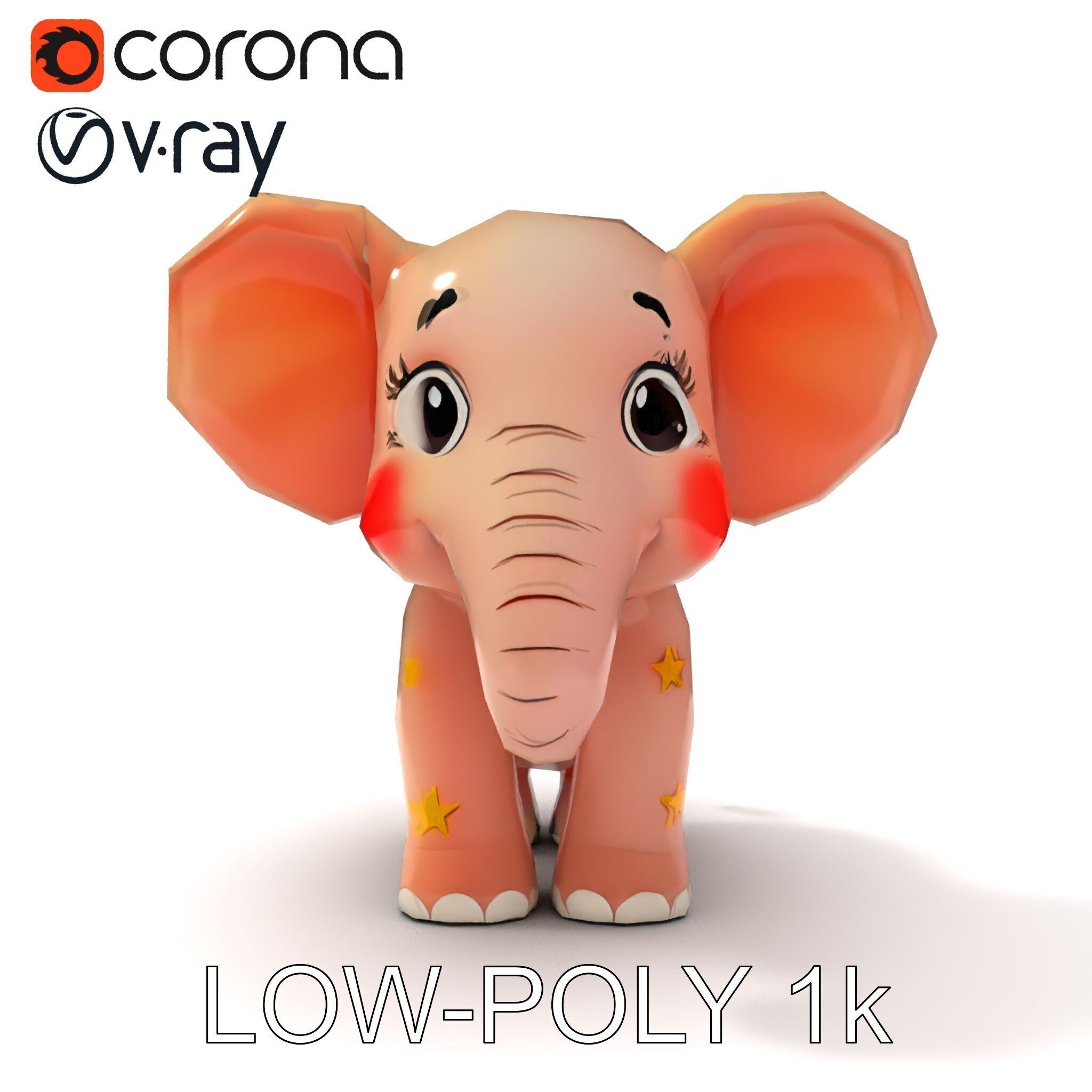Cartoon Elephant Model Pack for Animation and Games Low-poly 3D model_7