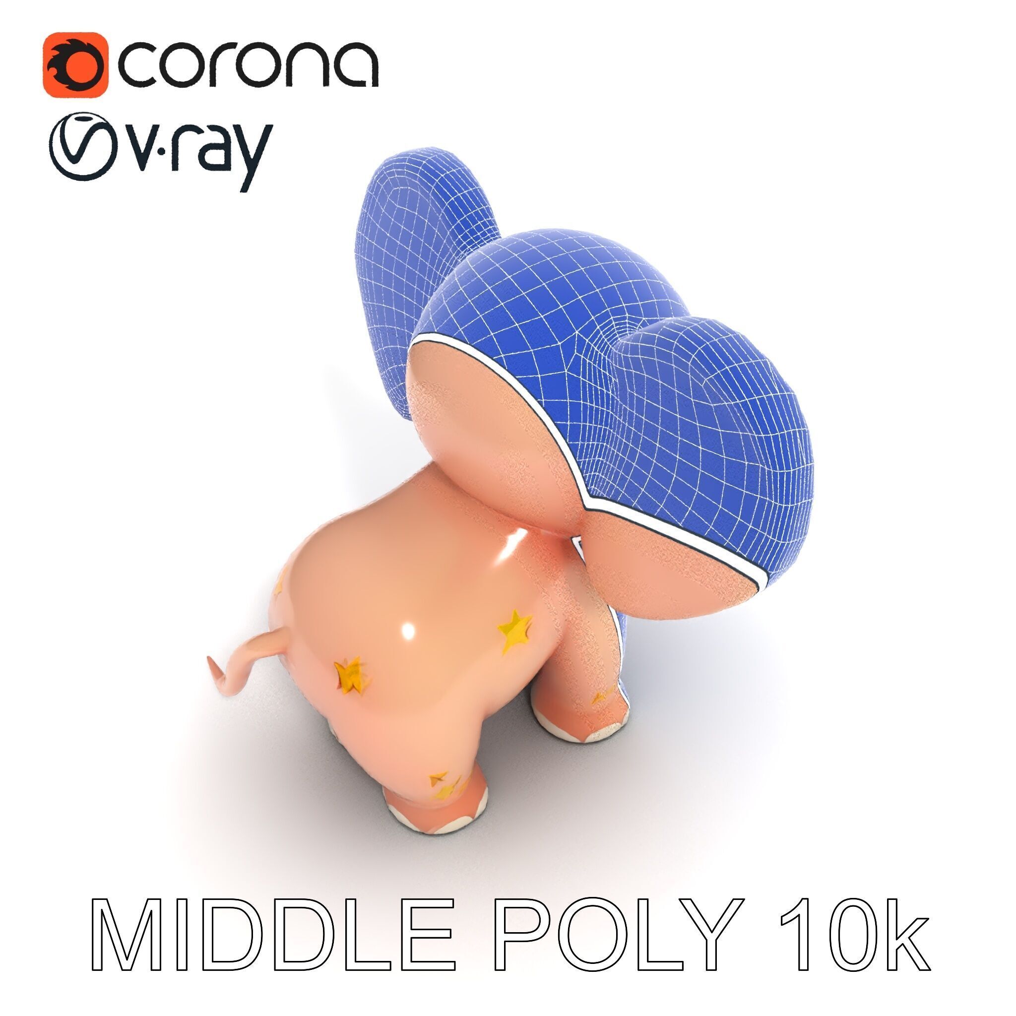 Cartoon Elephant Model Pack for Animation and Games Low-poly 3D model_12