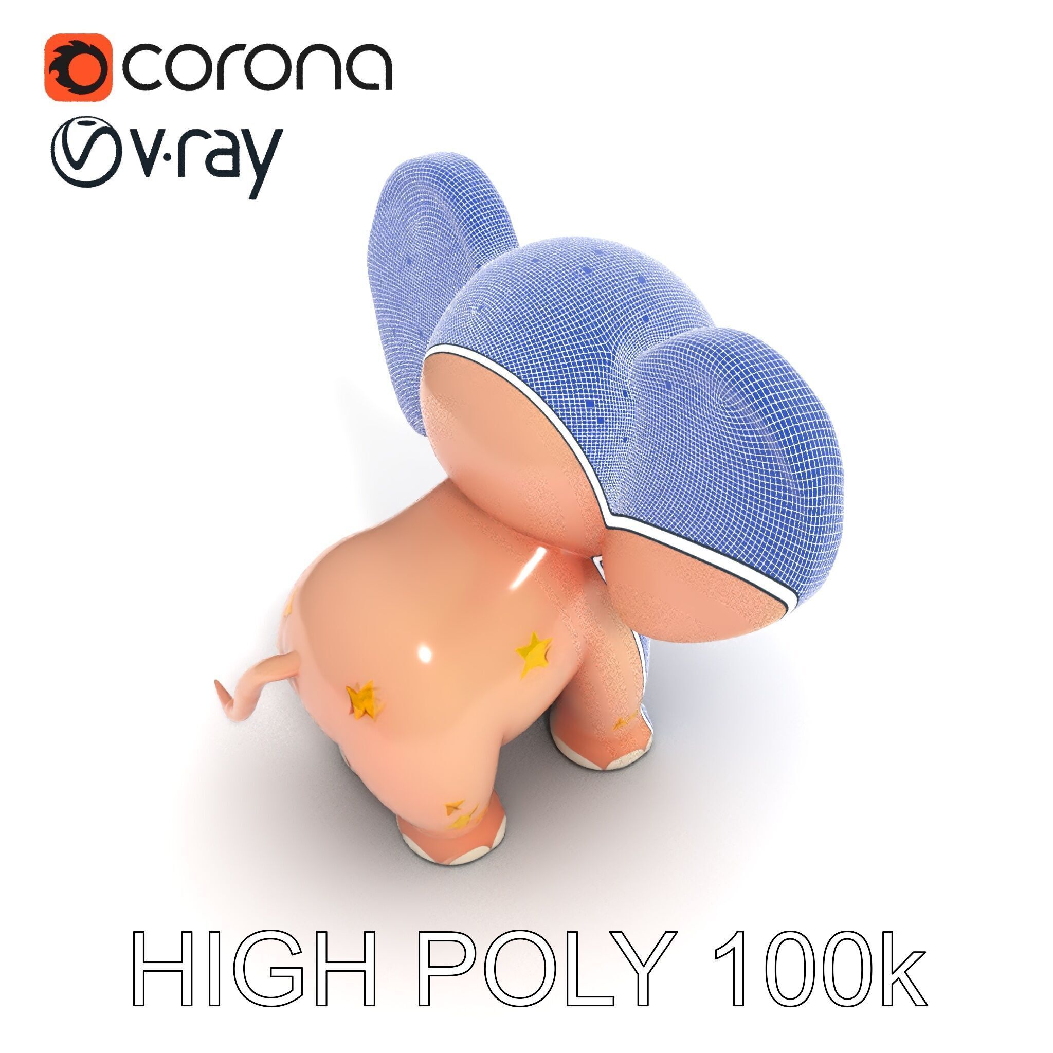 Cartoon Elephant Model Pack for Animation and Games Low-poly 3D model_22